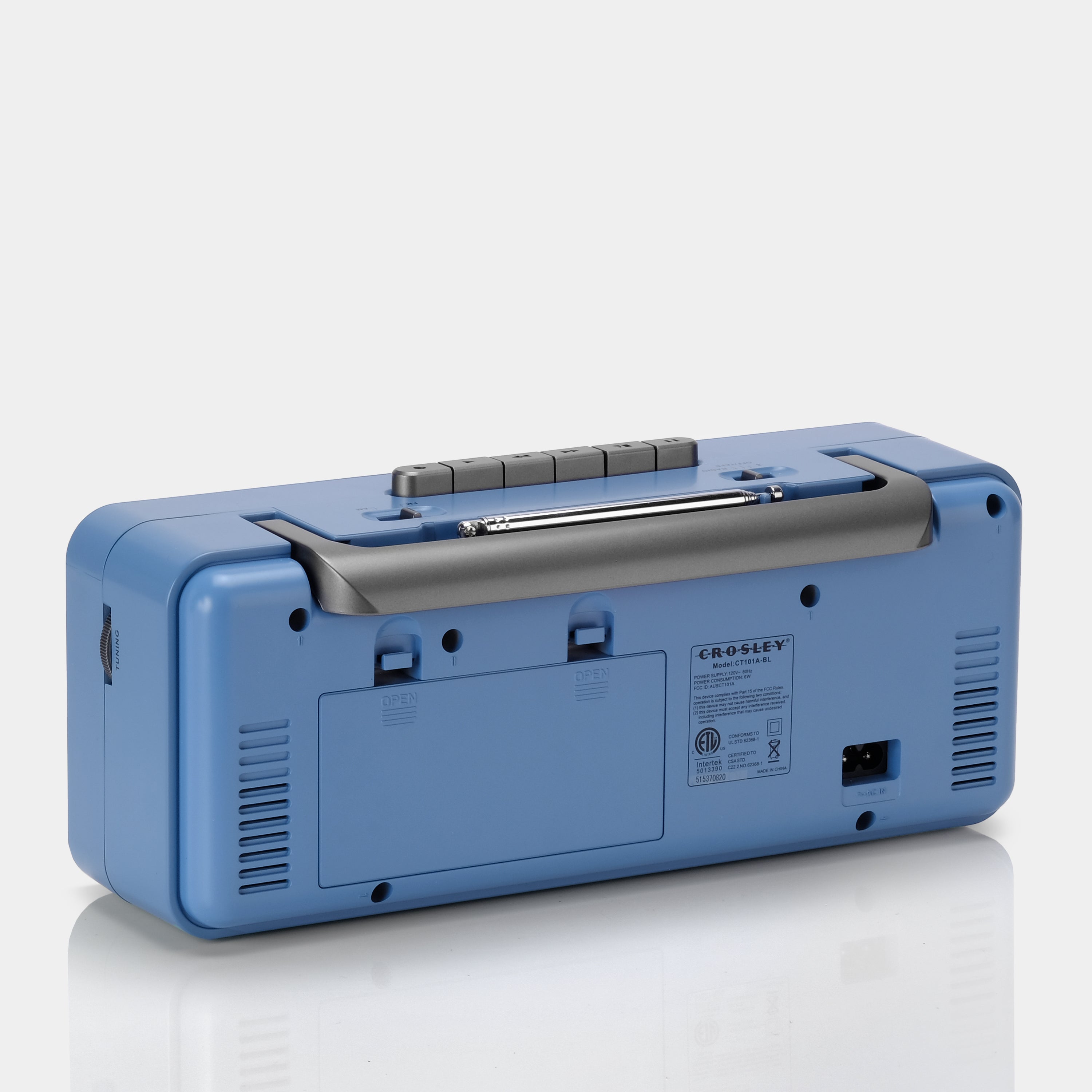 Crosley CT101 Blue AM/FM Boombox Cassette Player with Bluetooth