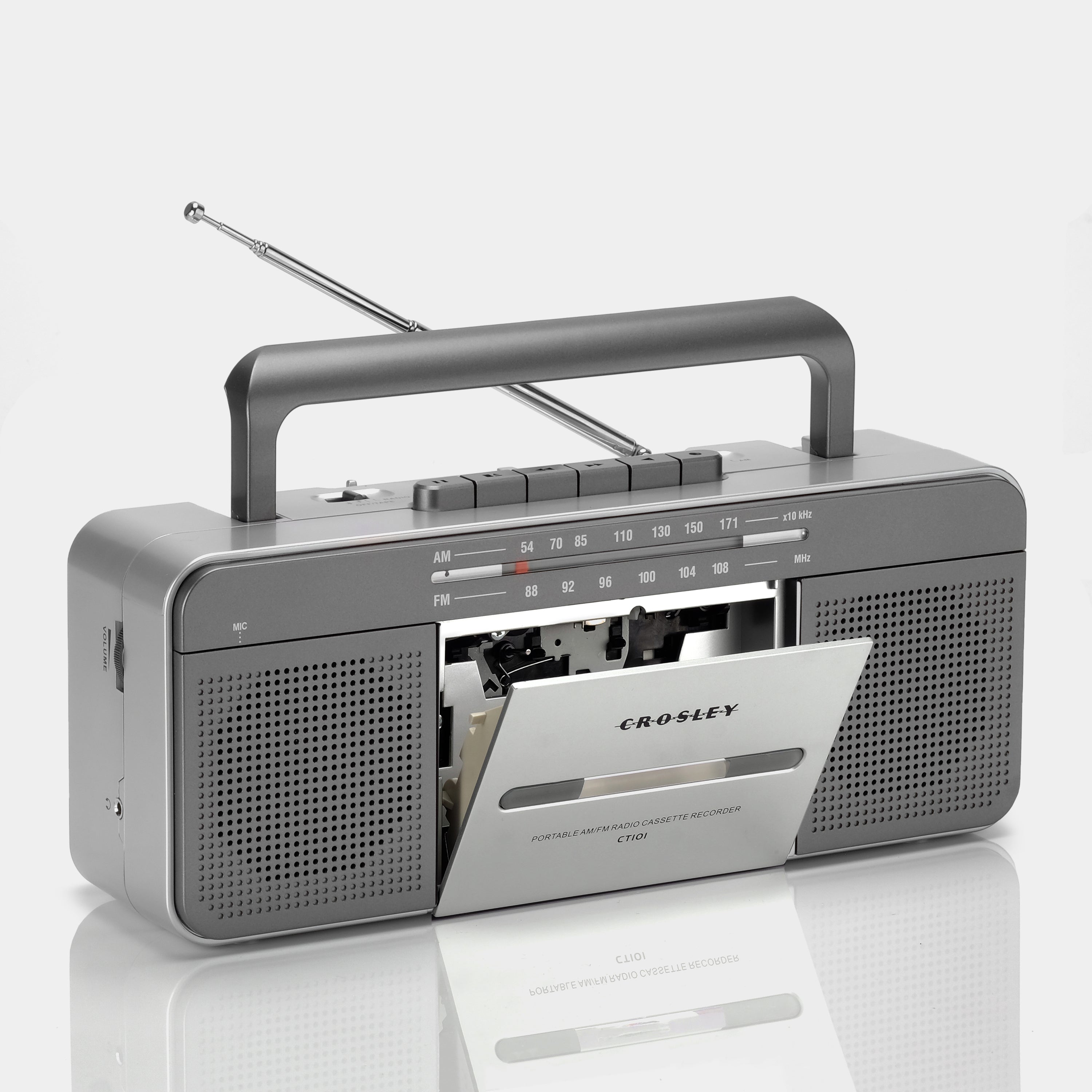 Crosley CT101 Gray AM/FM Boombox Cassette Player with Bluetooth