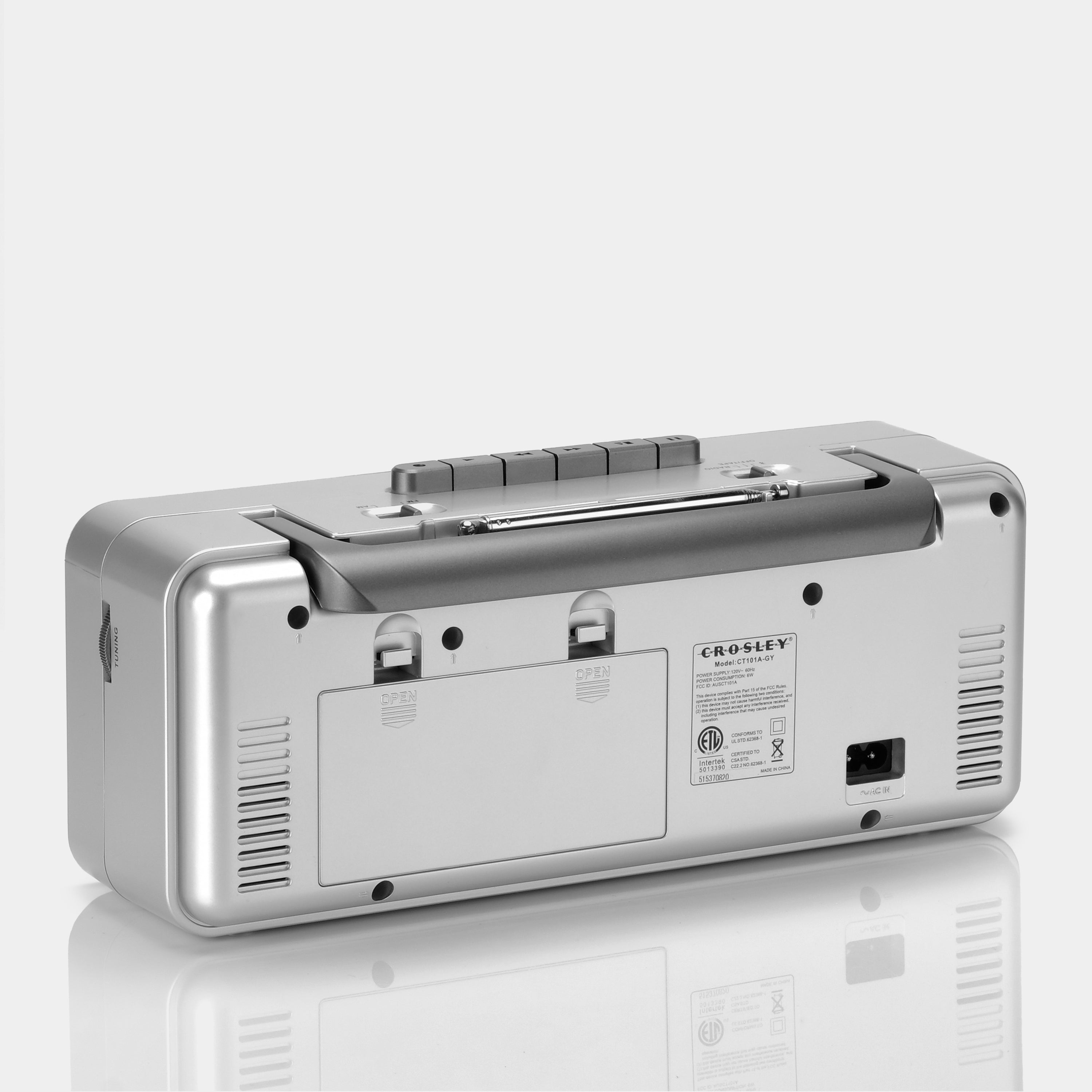 Crosley CT101 Gray AM/FM Boombox Cassette Player with Bluetooth