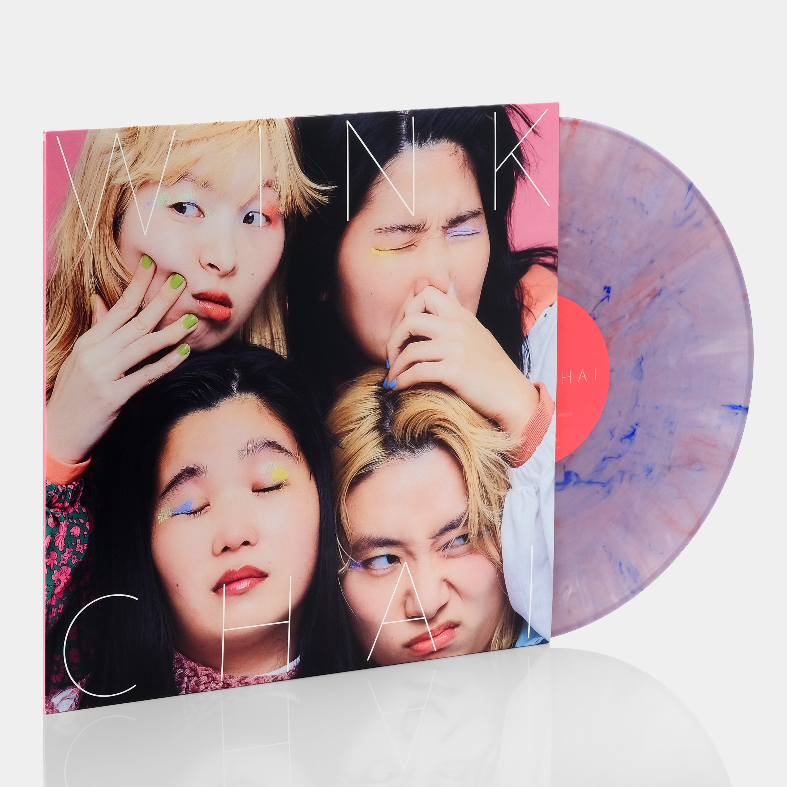 CHAI WINK LP Red, White  Blue Swirl Vinyl Record