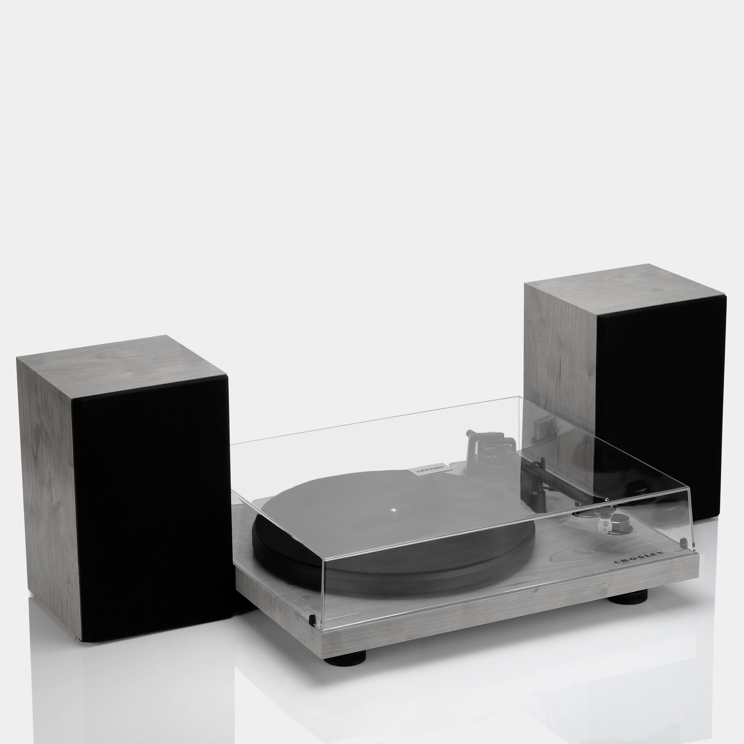 Crosley C62 Grey Shelf System Turntable and Speakers