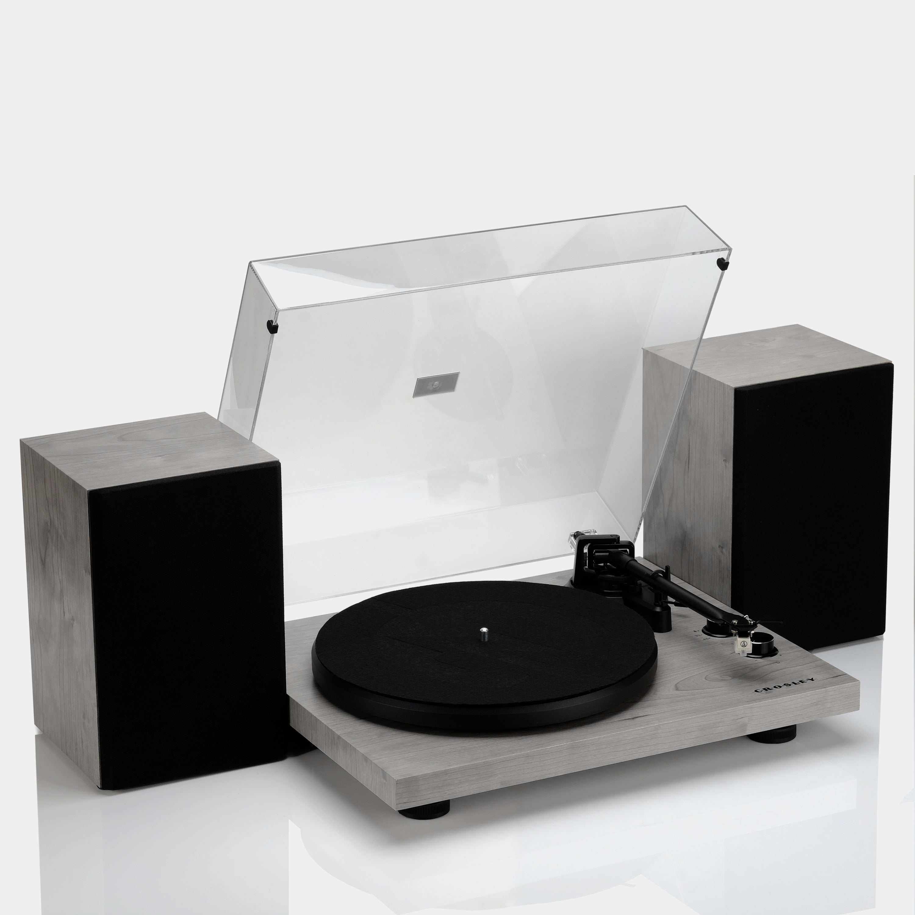 Crosley C62 Grey Shelf System Turntable and Speakers
