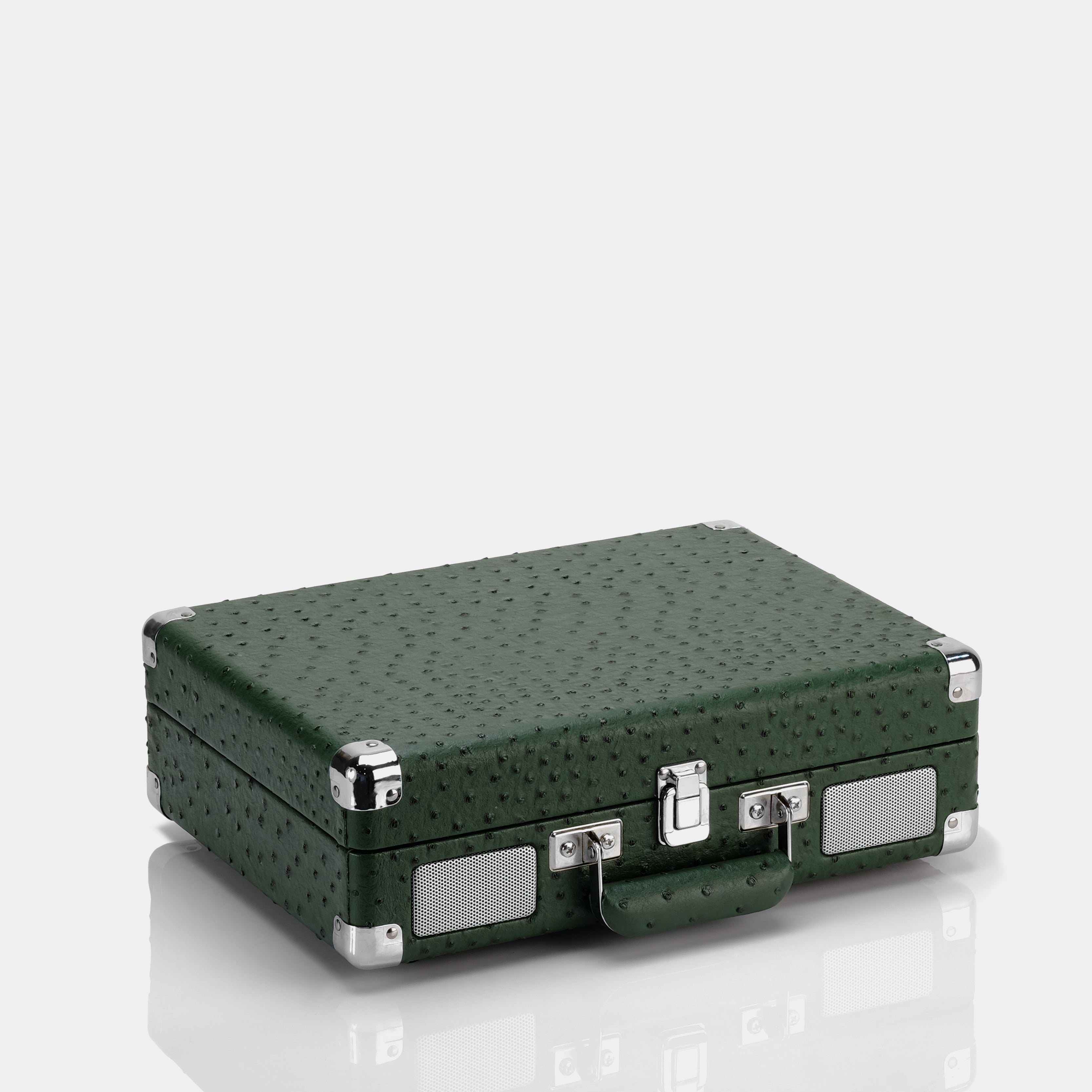 Crosley Cruiser Deluxe Dark Green Ostrich Portable Turntable with Bluetooth