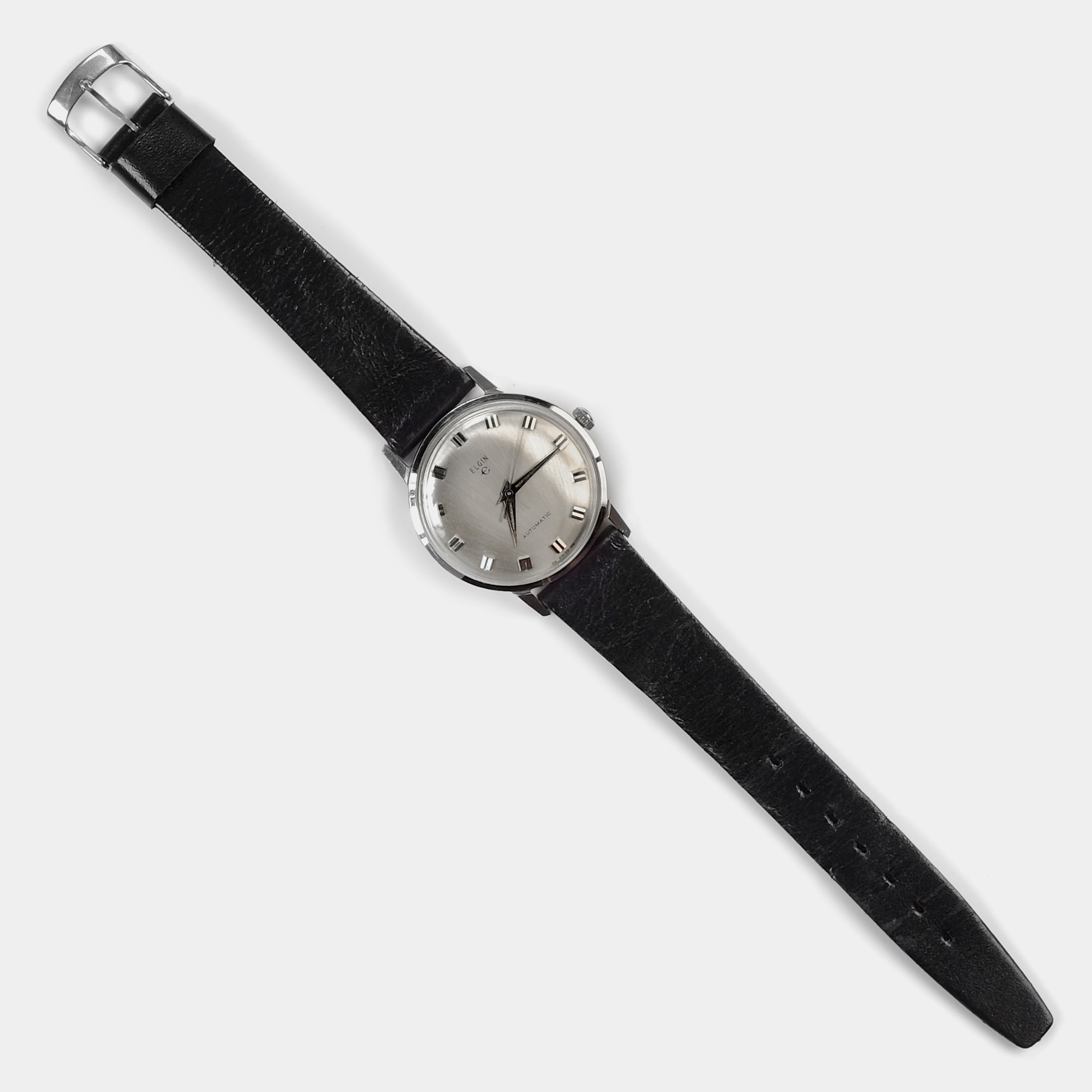 Elgin Stainless Steel Automatic Silver Dial Circa 1960s Wristwatch