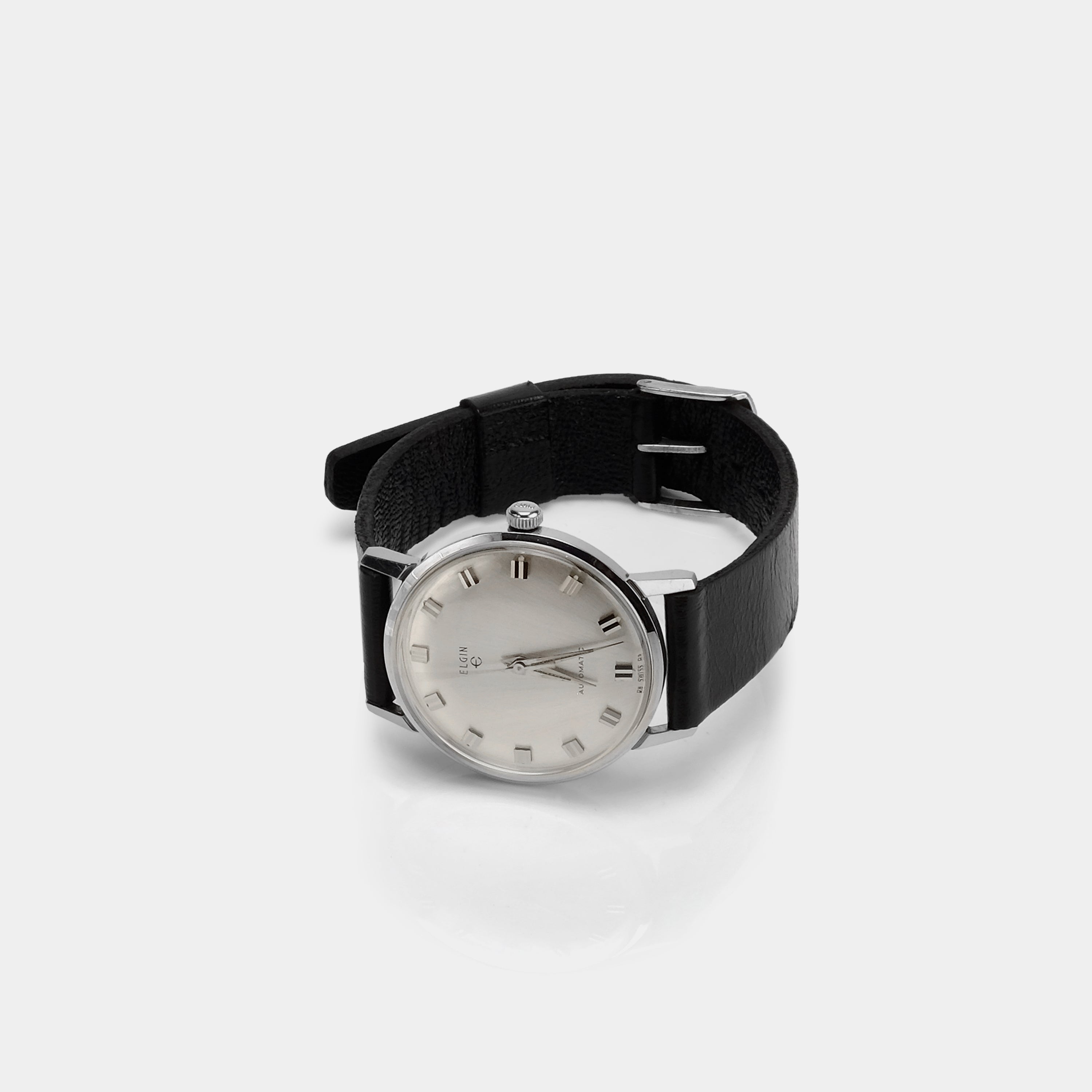 Elgin Stainless Steel Automatic Silver Dial Circa 1960s Wristwatch