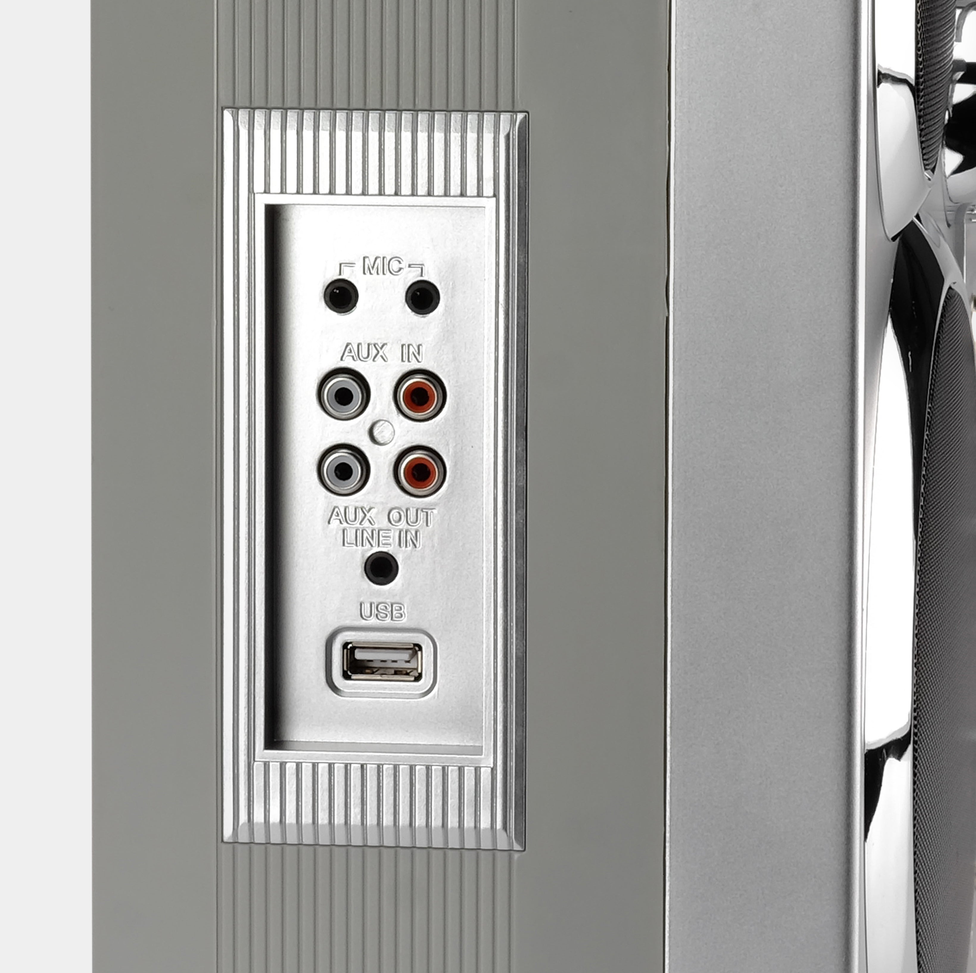 GPO Brooklyn Bluetooth Boombox Stereo Silver Cassette and CD Player