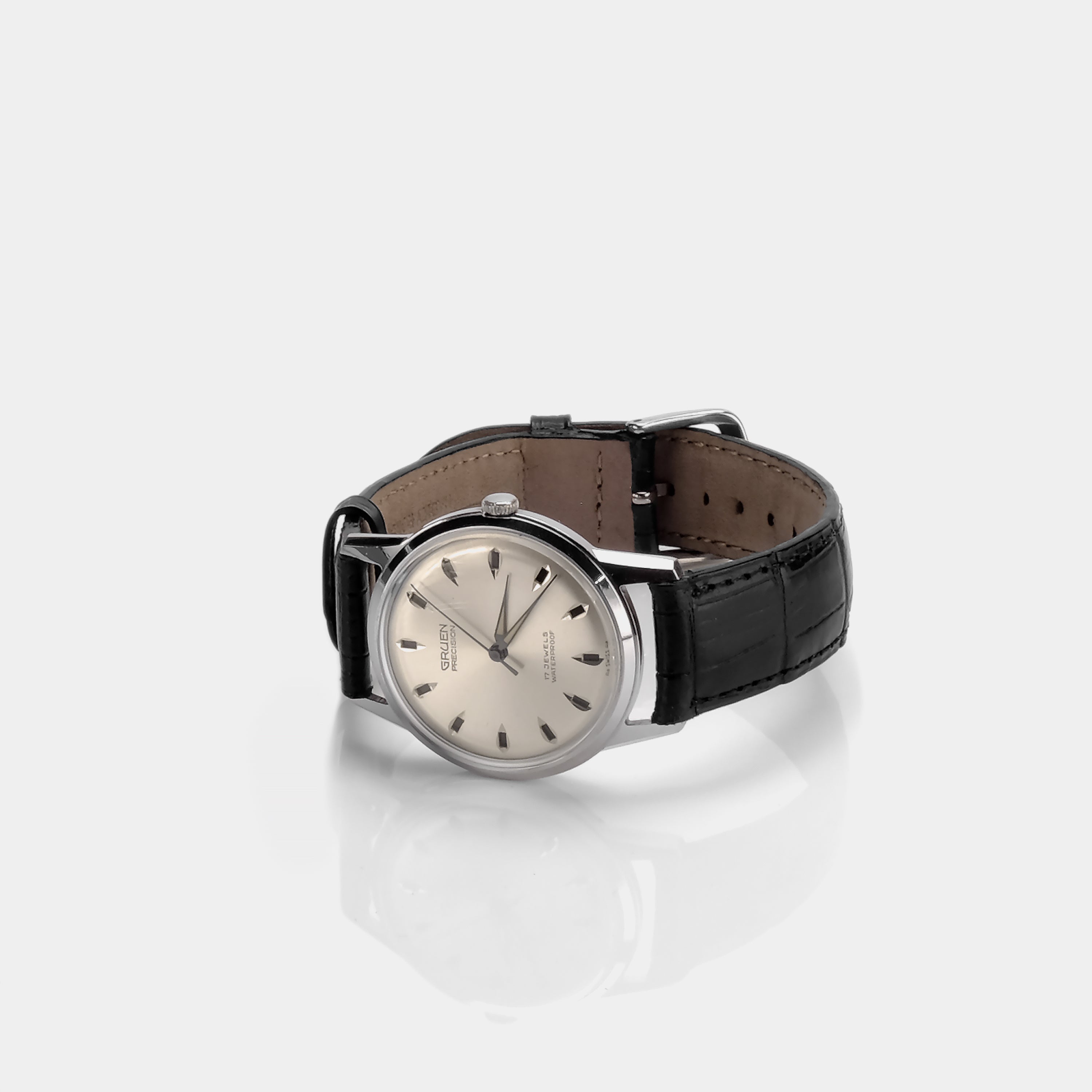 Gruen Day-Nite "Jump" Dial ref. 510 RSS CA Silver Sunburst Dial 1960s Wristwatch