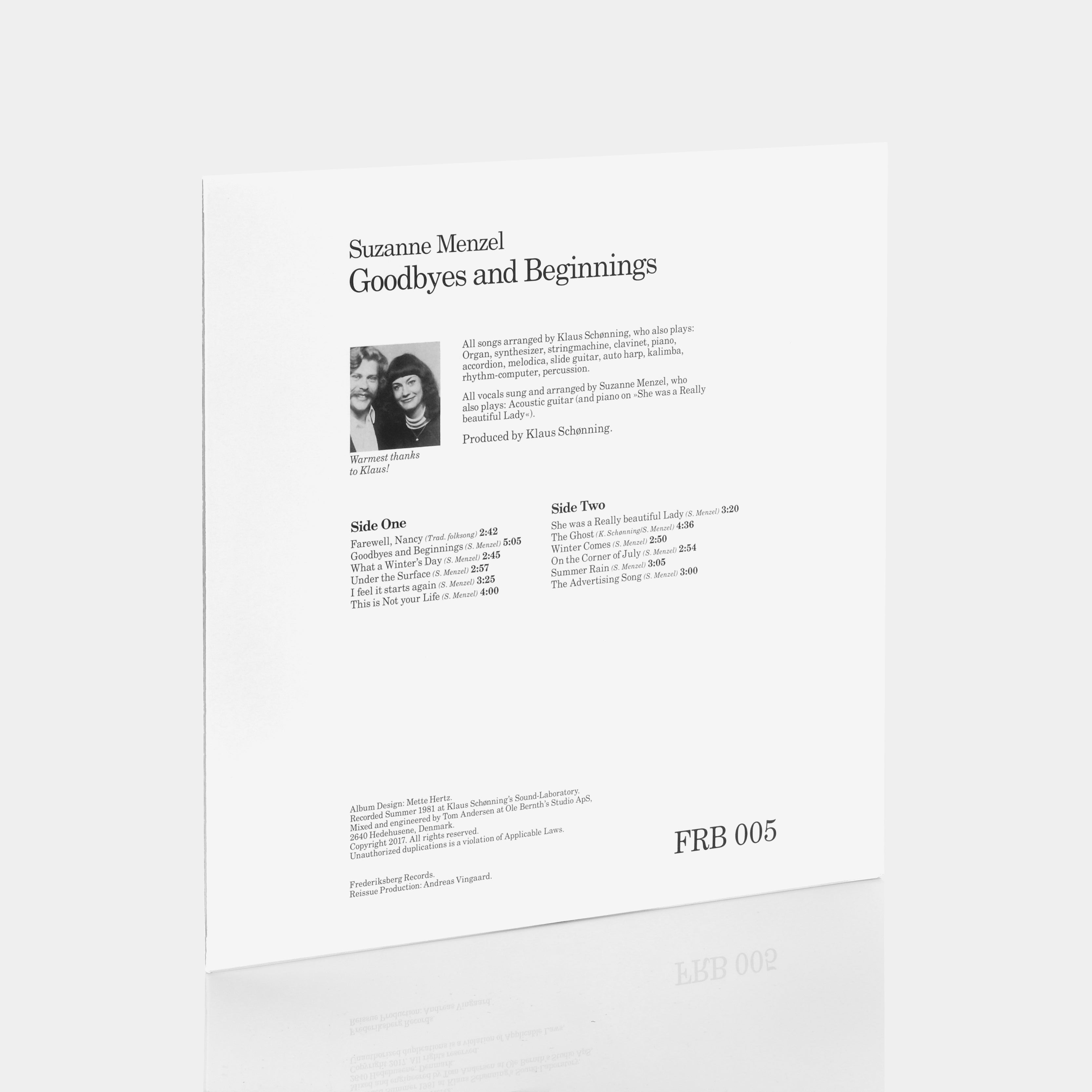 Suzanne Menzel - Goodbyes And Beginnings LP Vinyl Record