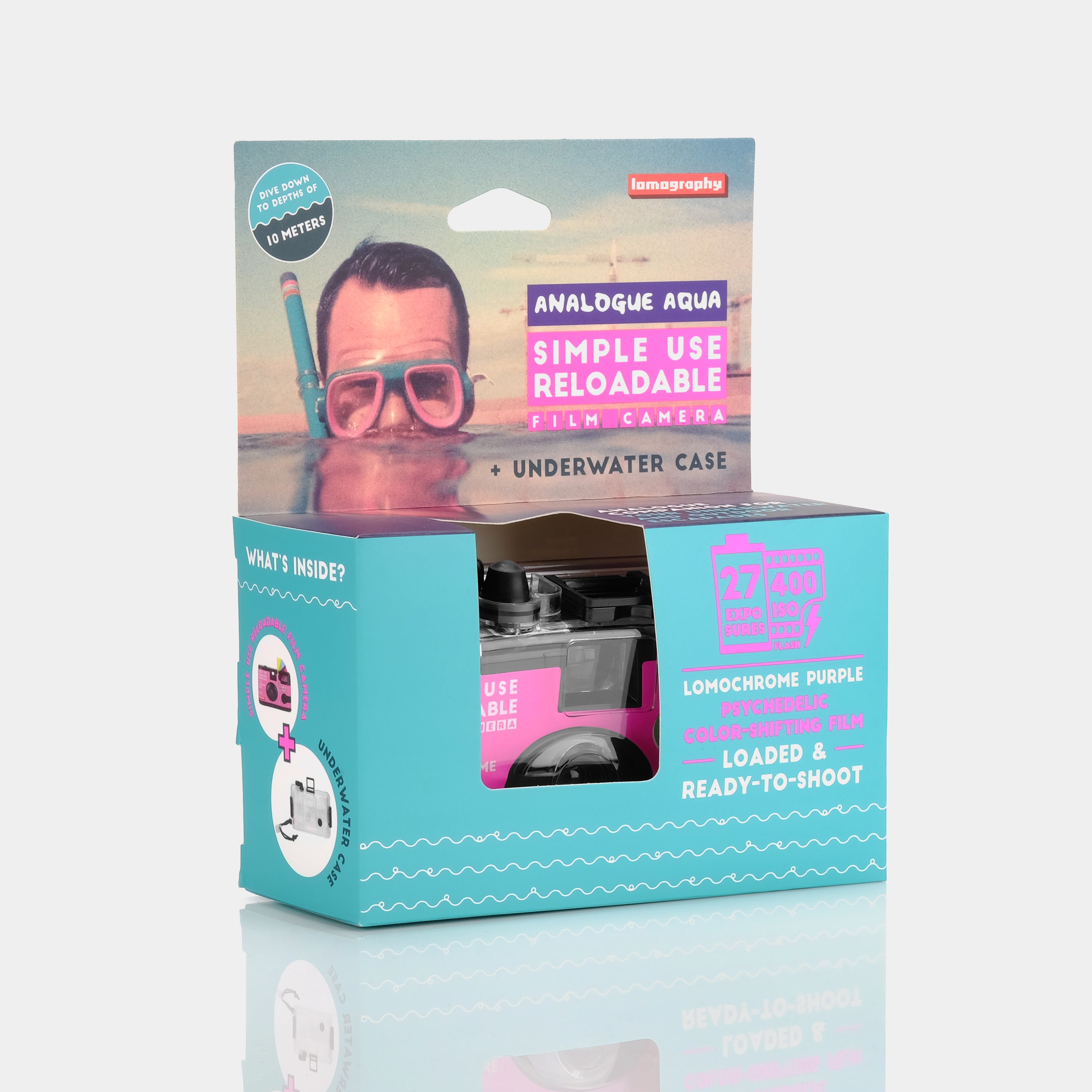 Lomochrome Purple Analogue Aqua Underwater Simple Use 35mm Point and Shoot Film Camera