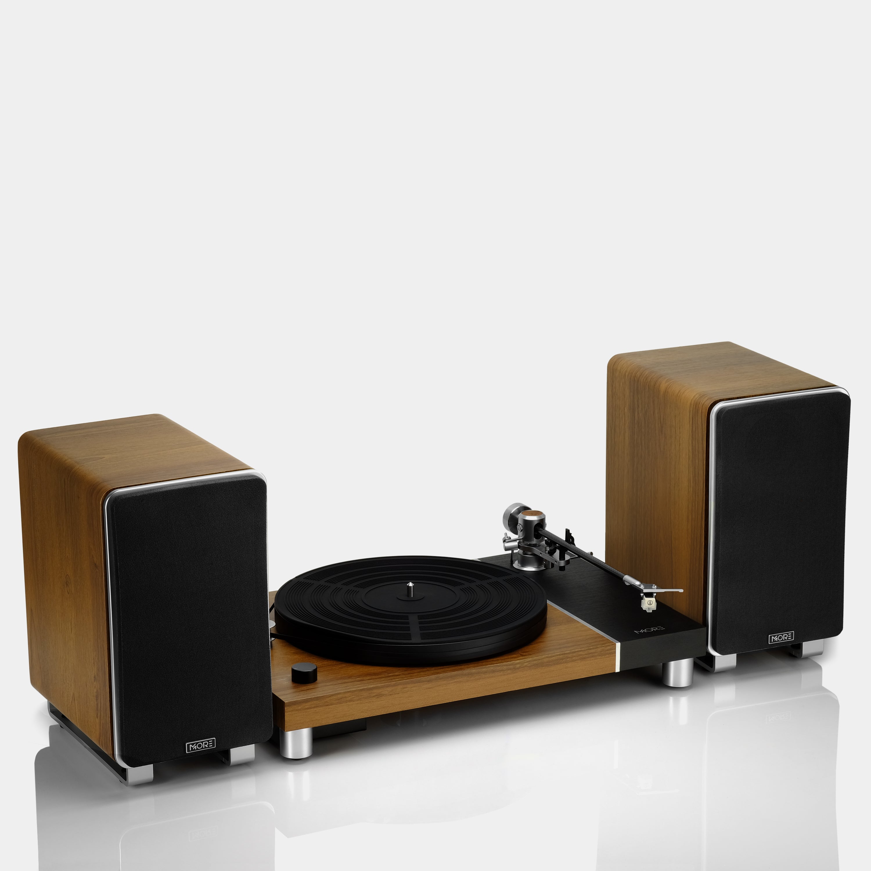 MORE HiFi Walnut Turntable with Speakers