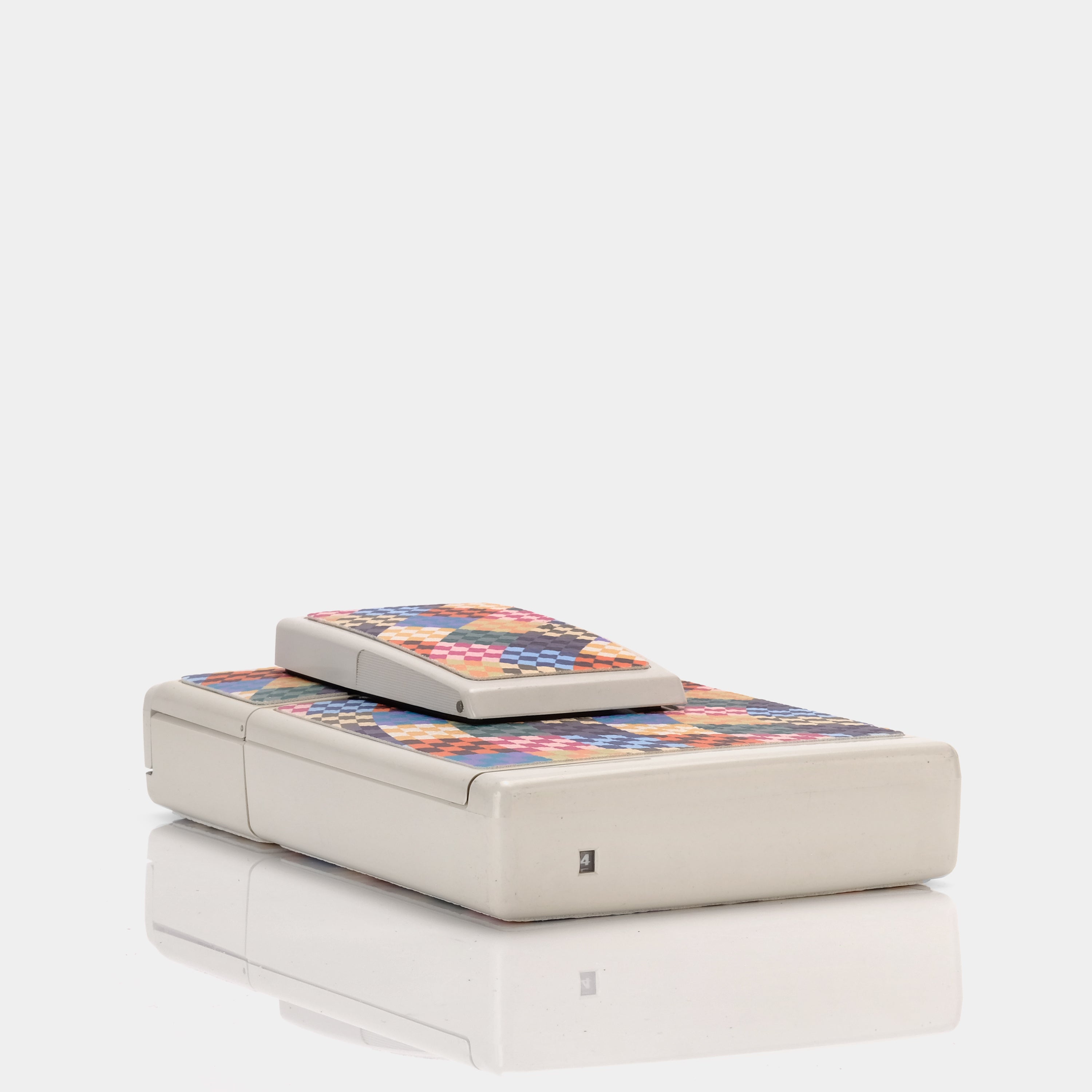 Polaroid SX-70 Model 2 Patchwork Wave Check White Folding Instant Film Camera
