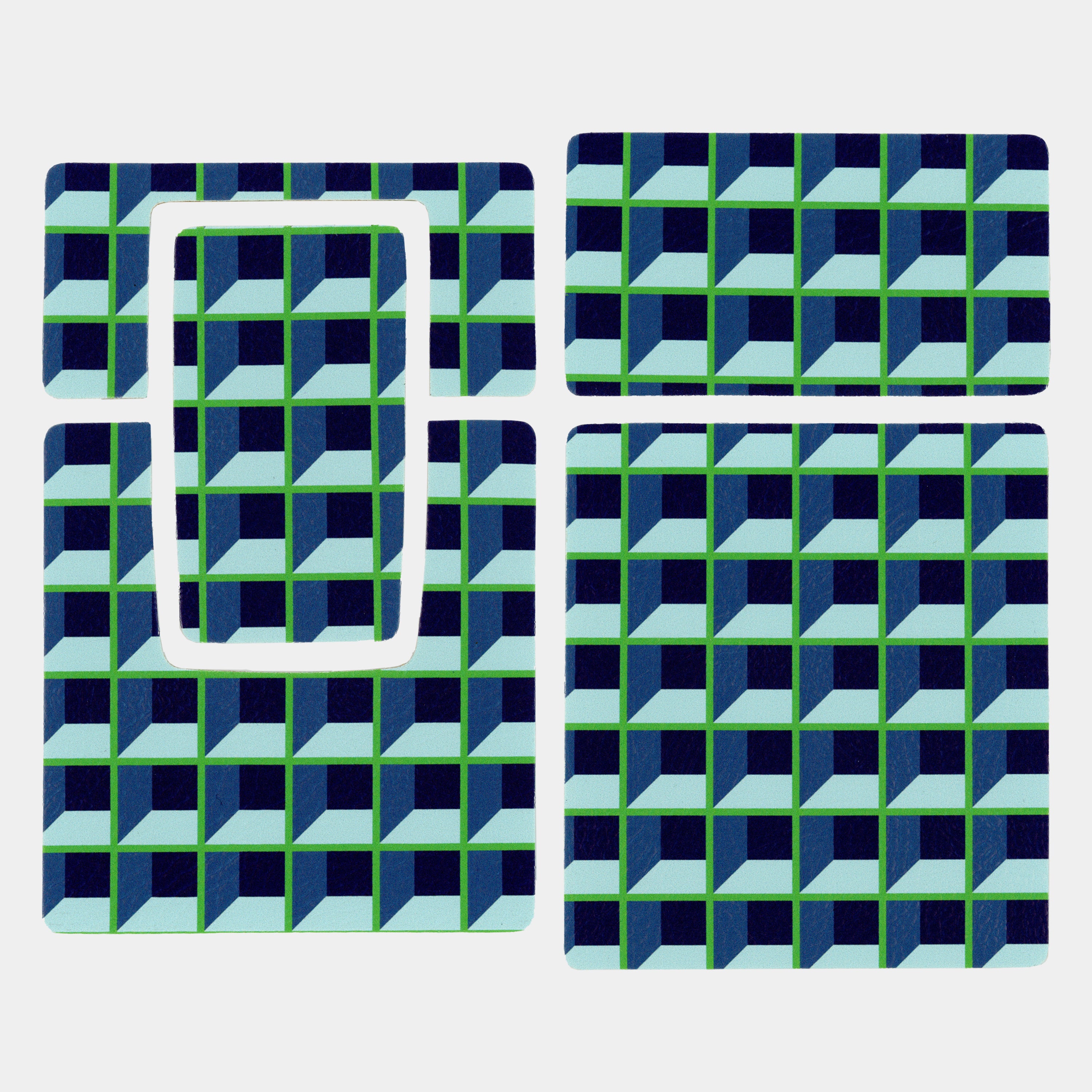 SX-70/SLR-680 Blue & Green Grid Vegan Leather Camera Skins