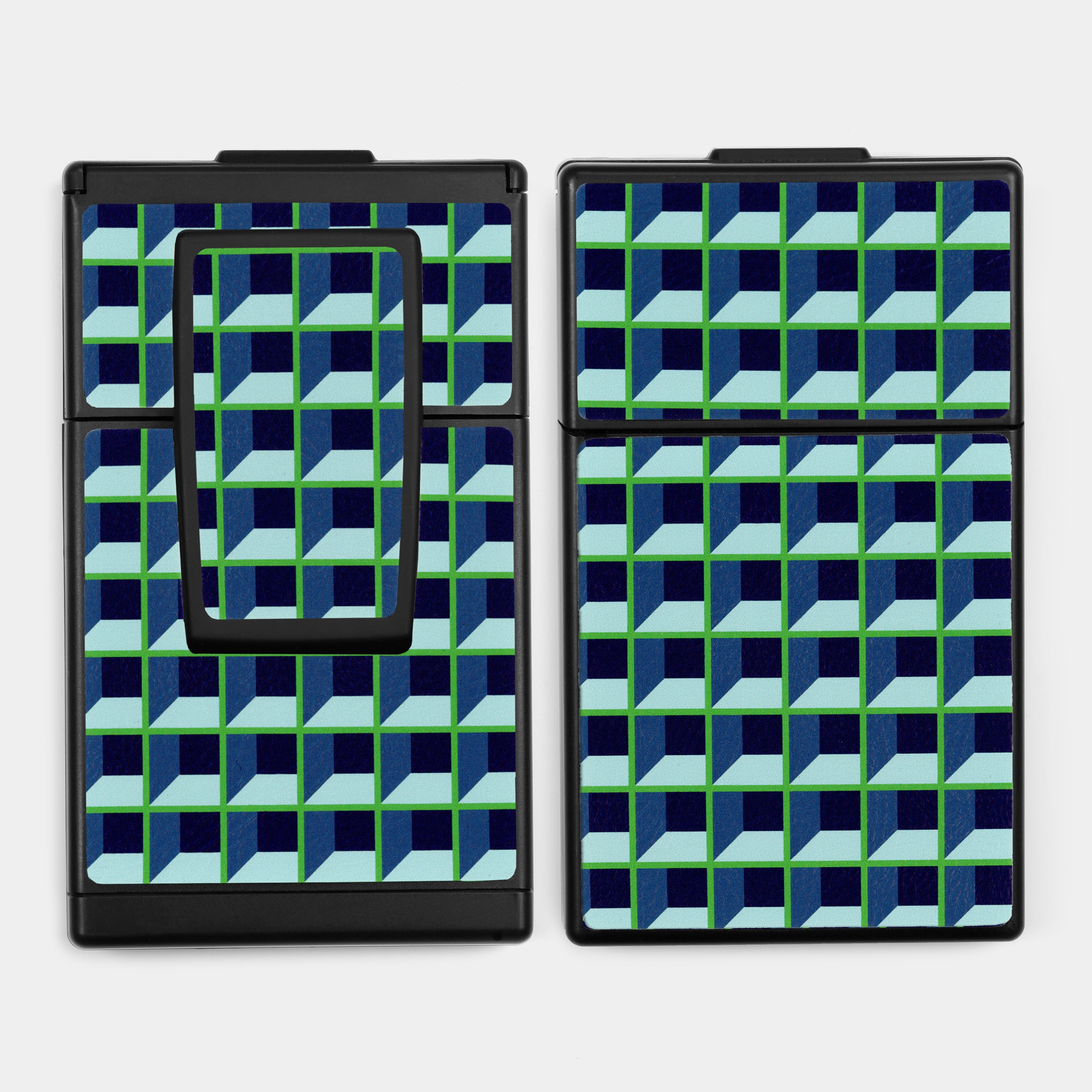 SX-70/SLR-680 Blue & Green Grid Vegan Leather Camera Skins
