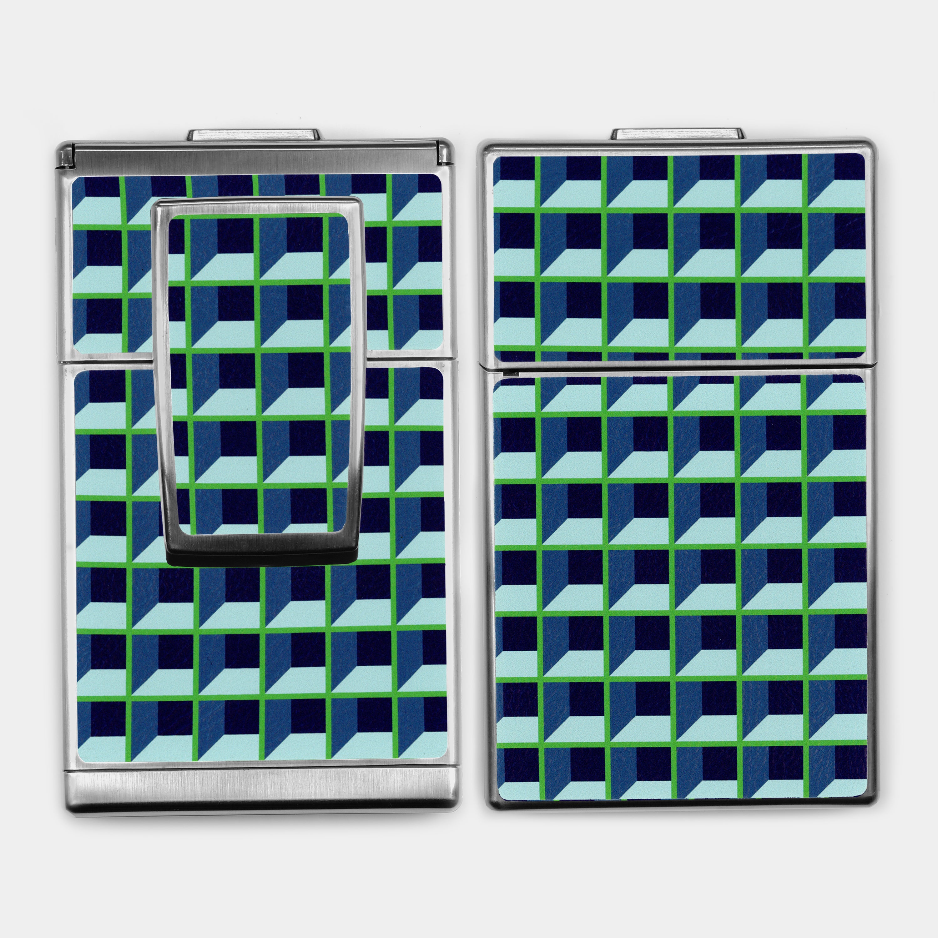 SX-70/SLR-680 Blue & Green Grid Vegan Leather Camera Skins