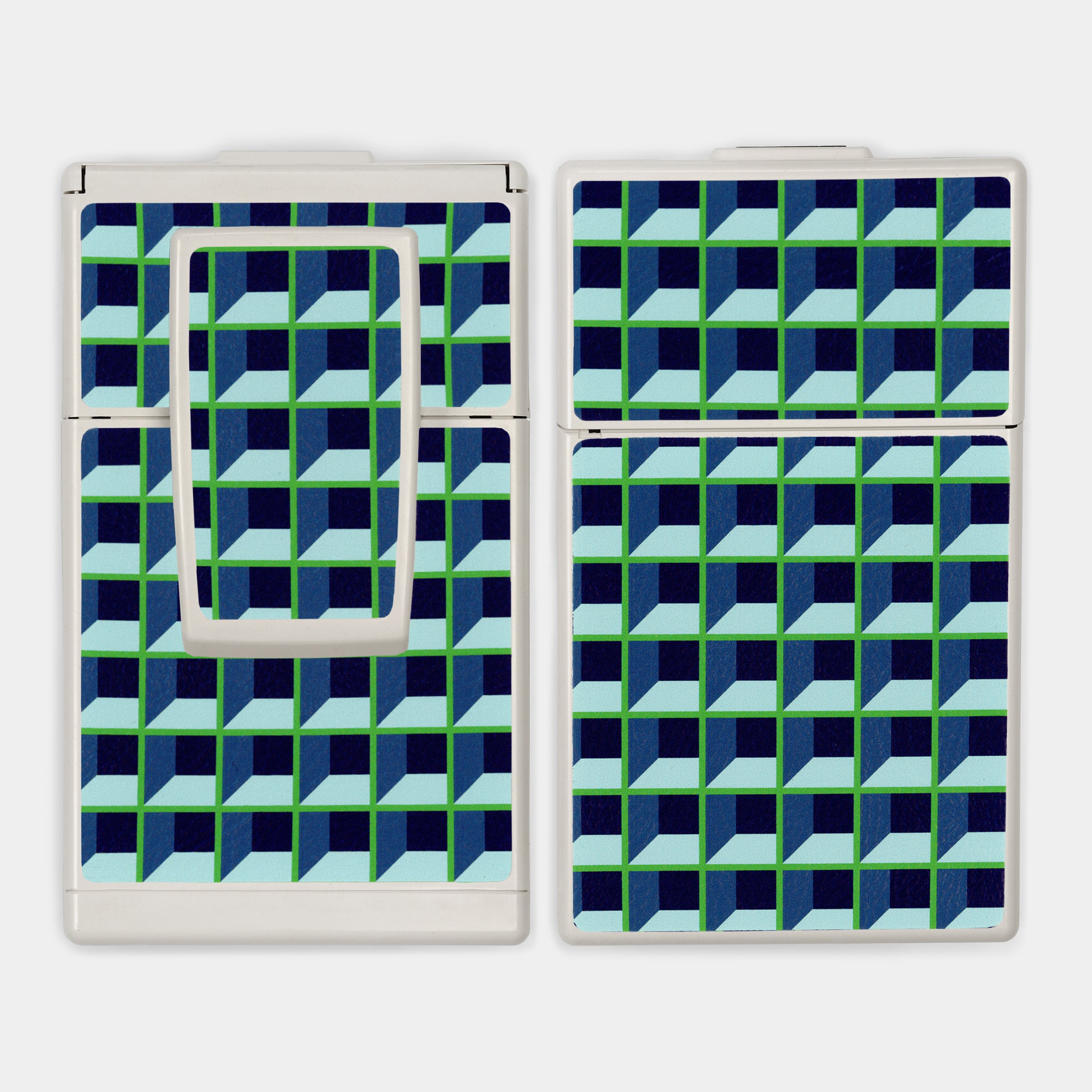 SX-70/SLR-680 Blue & Green Grid Vegan Leather Camera Skins