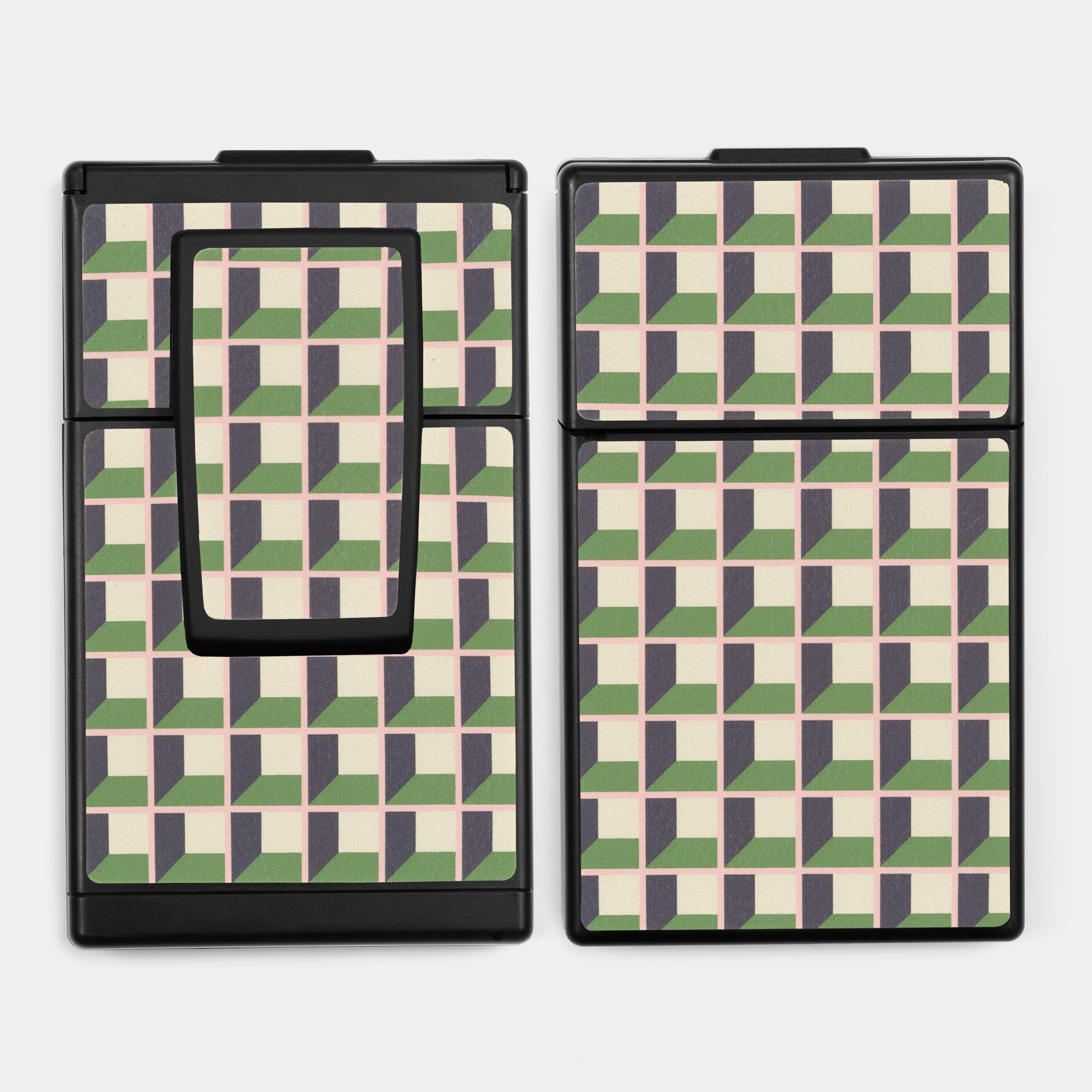 SX-70/SLR-680 Green and Beige Grid Vegan Leather Camera Skins