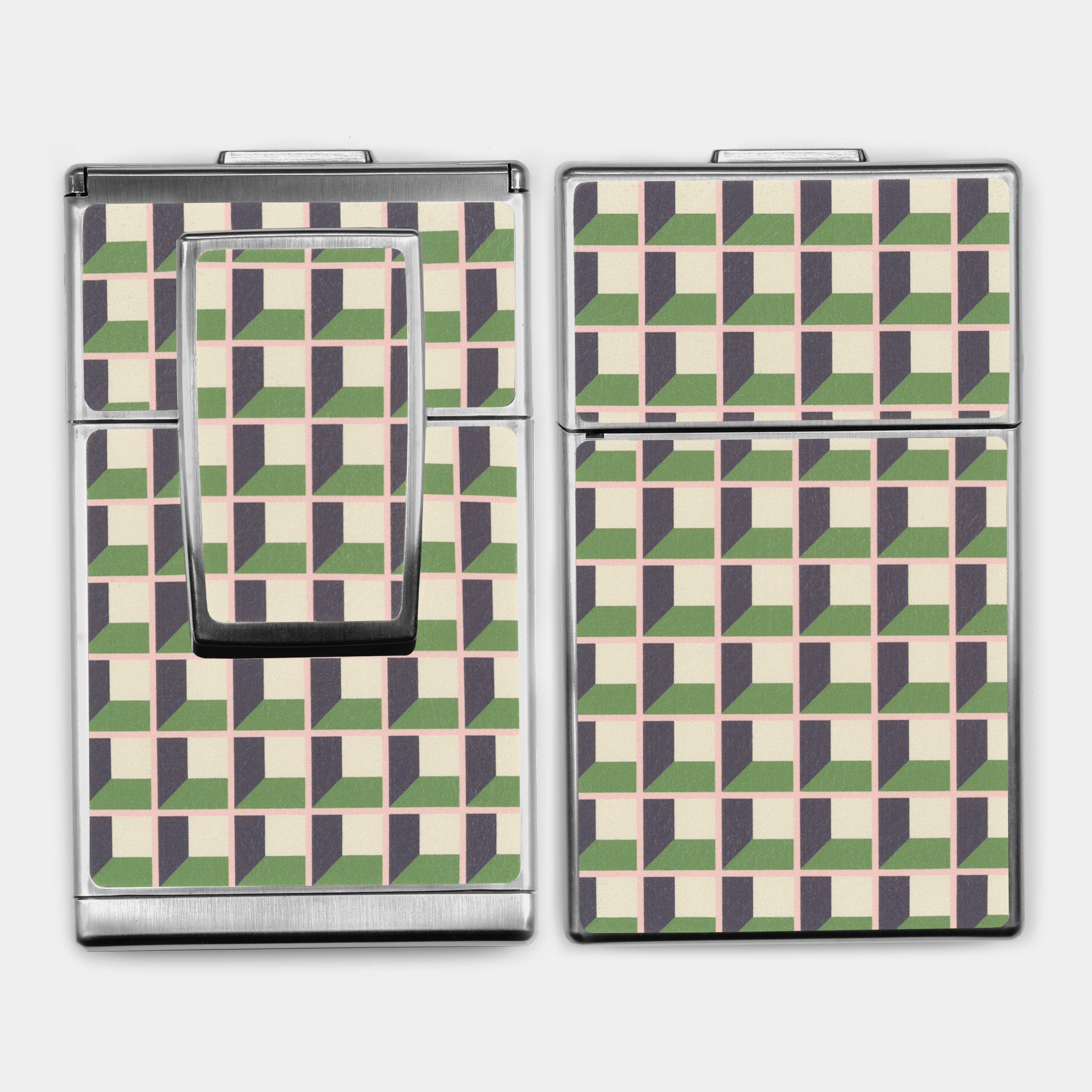 SX-70/SLR-680 Green and Beige Grid Vegan Leather Camera Skins