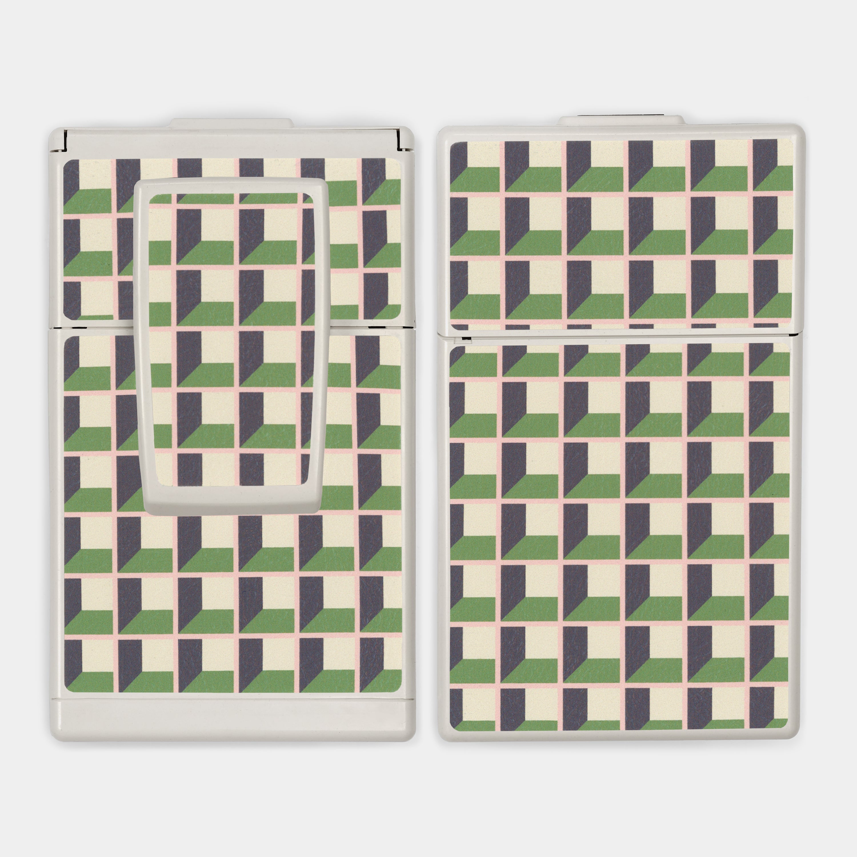 SX-70/SLR-680 Green and Beige Grid Vegan Leather Camera Skins