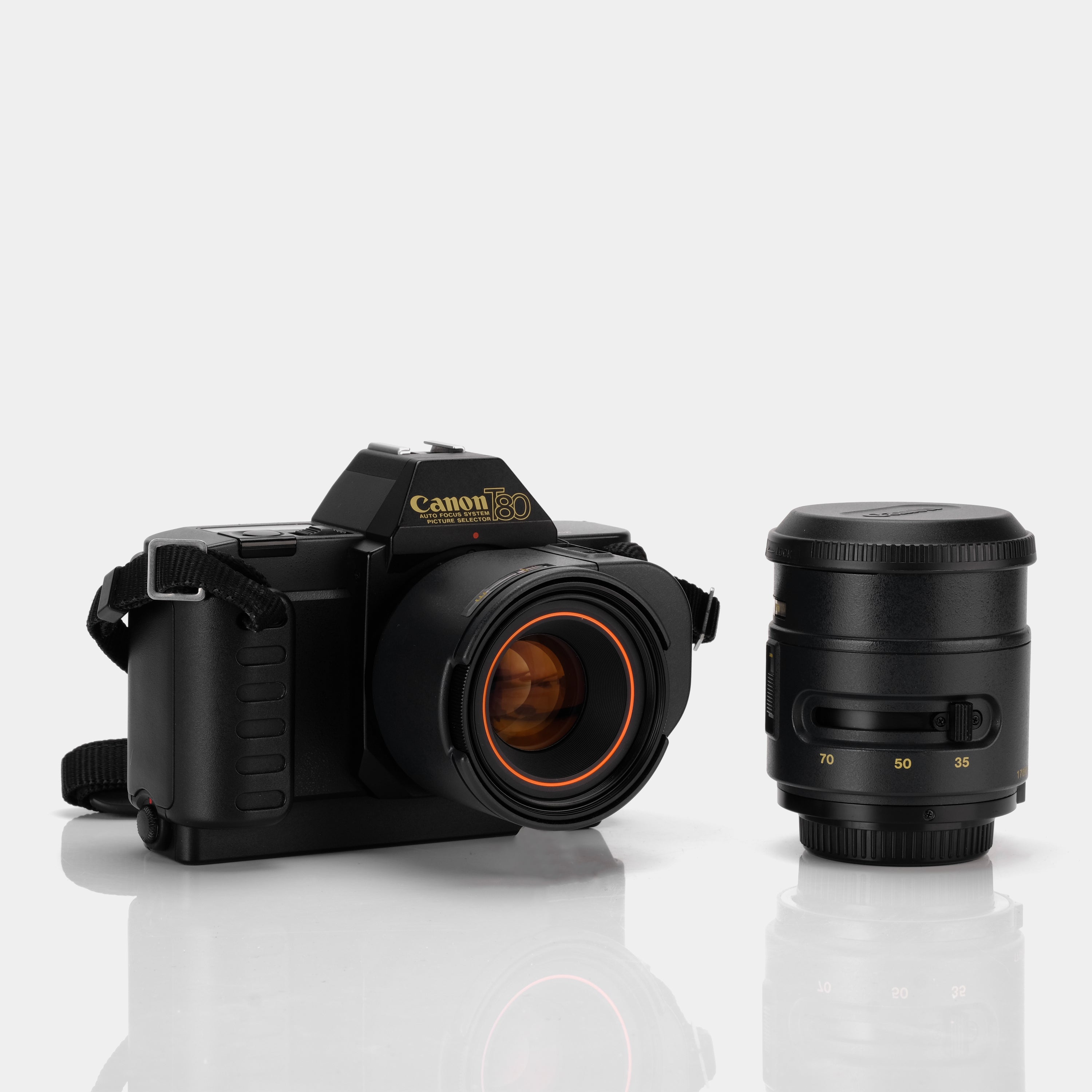 Canon T80 SLR 35mm Film Camera with Lens Set