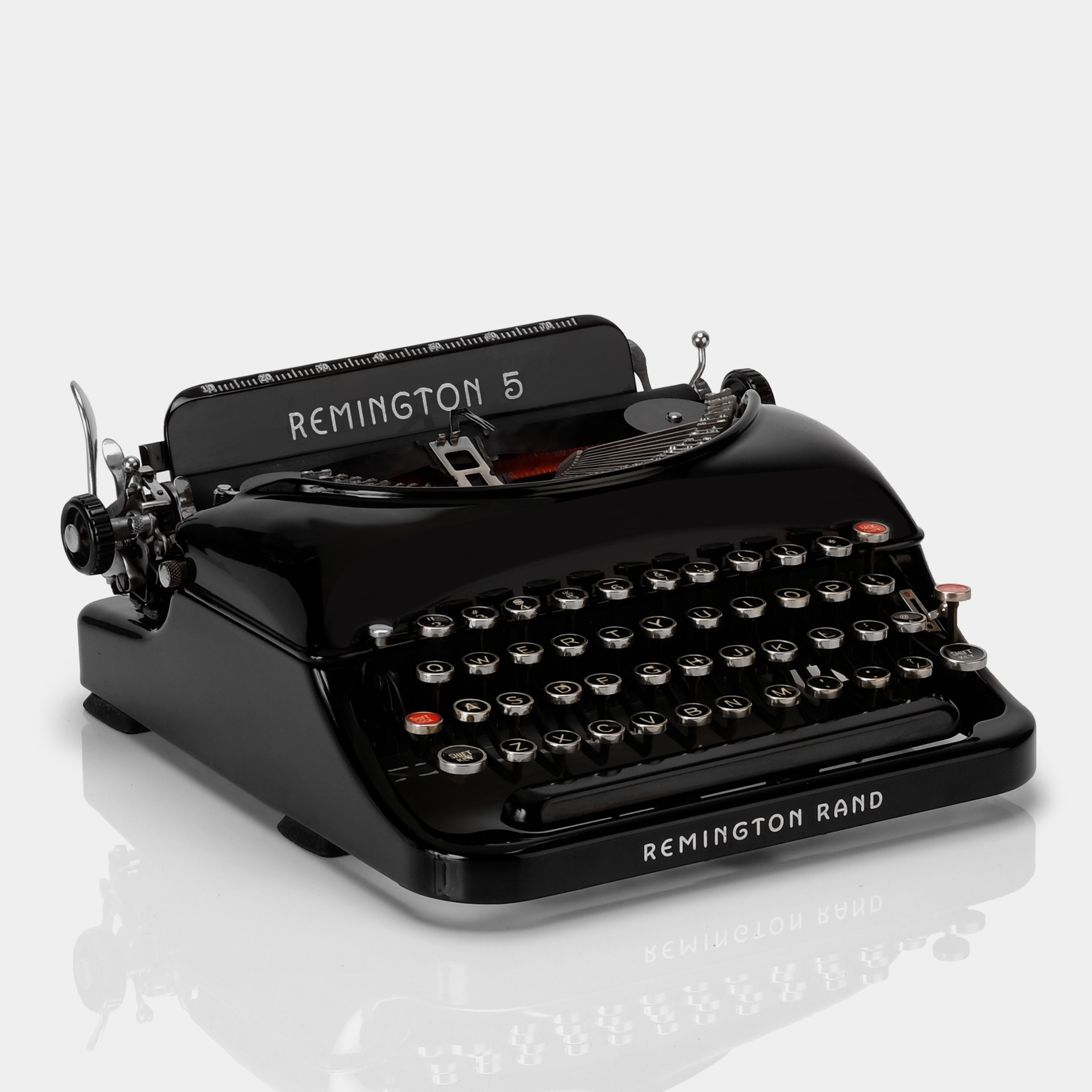 Remington Rand 5 Black Manual Typewriter and Case