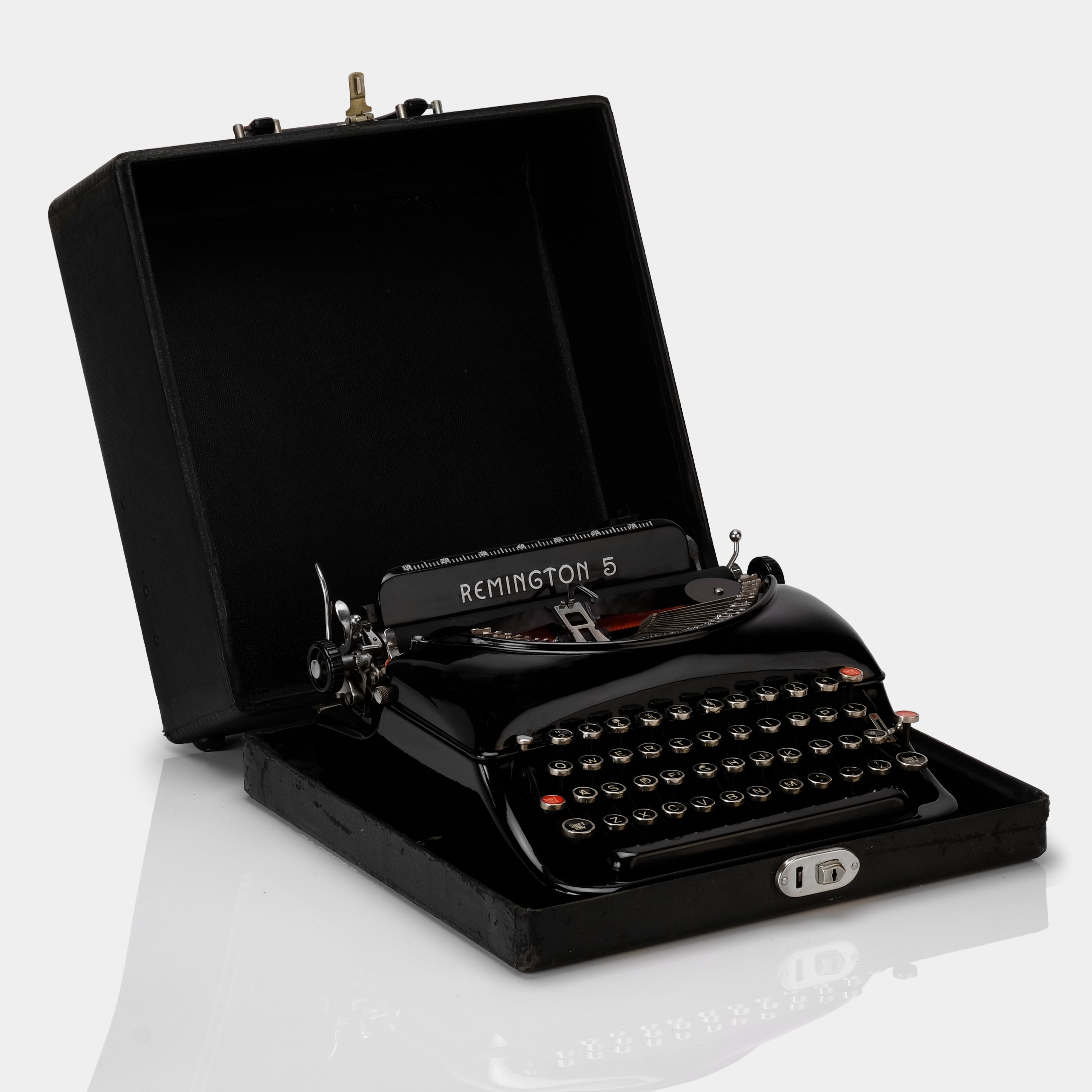 Remington Rand 5 Black Manual Typewriter and Case