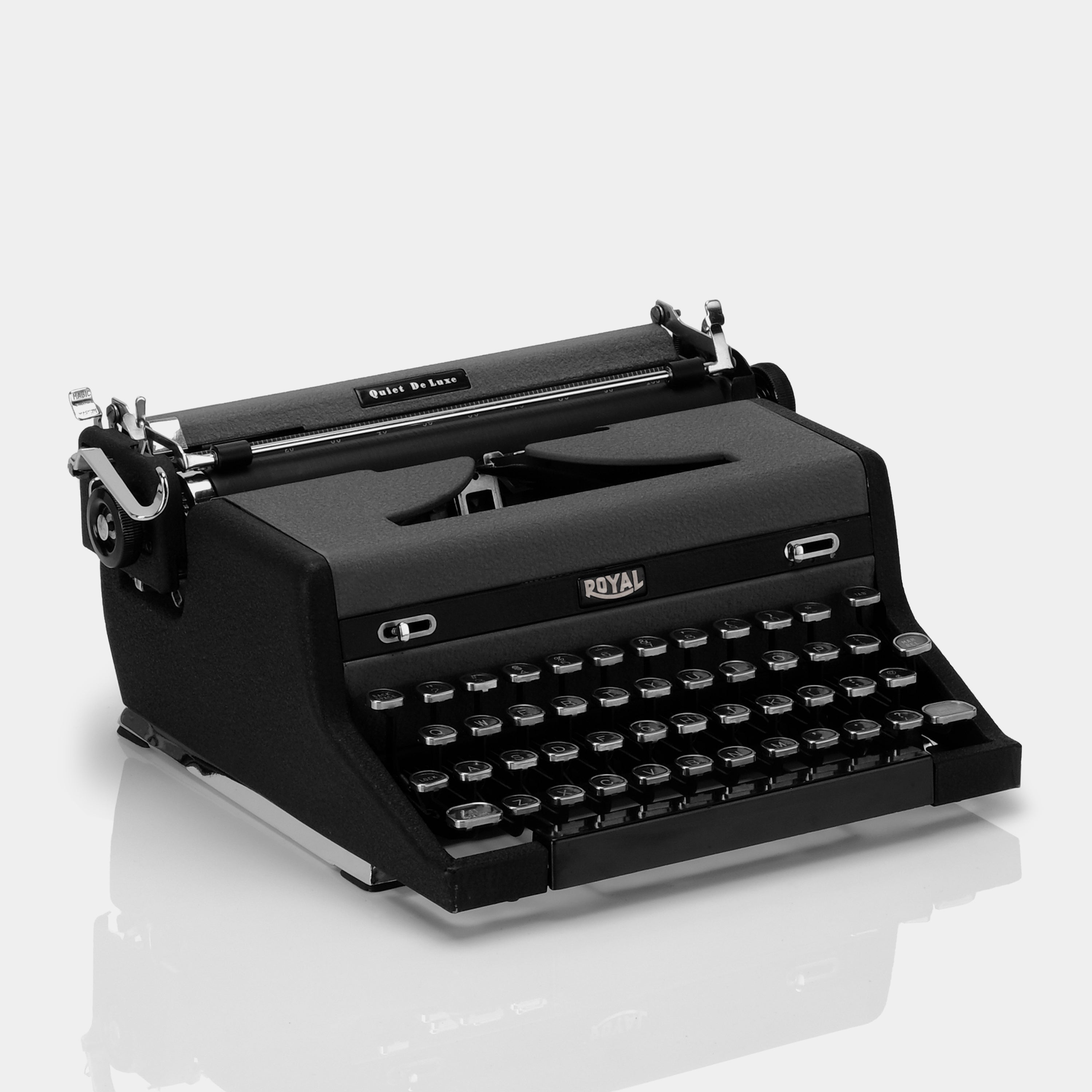 Royal Quiet De Luxe Black & Grey Manual Typewriter and Case