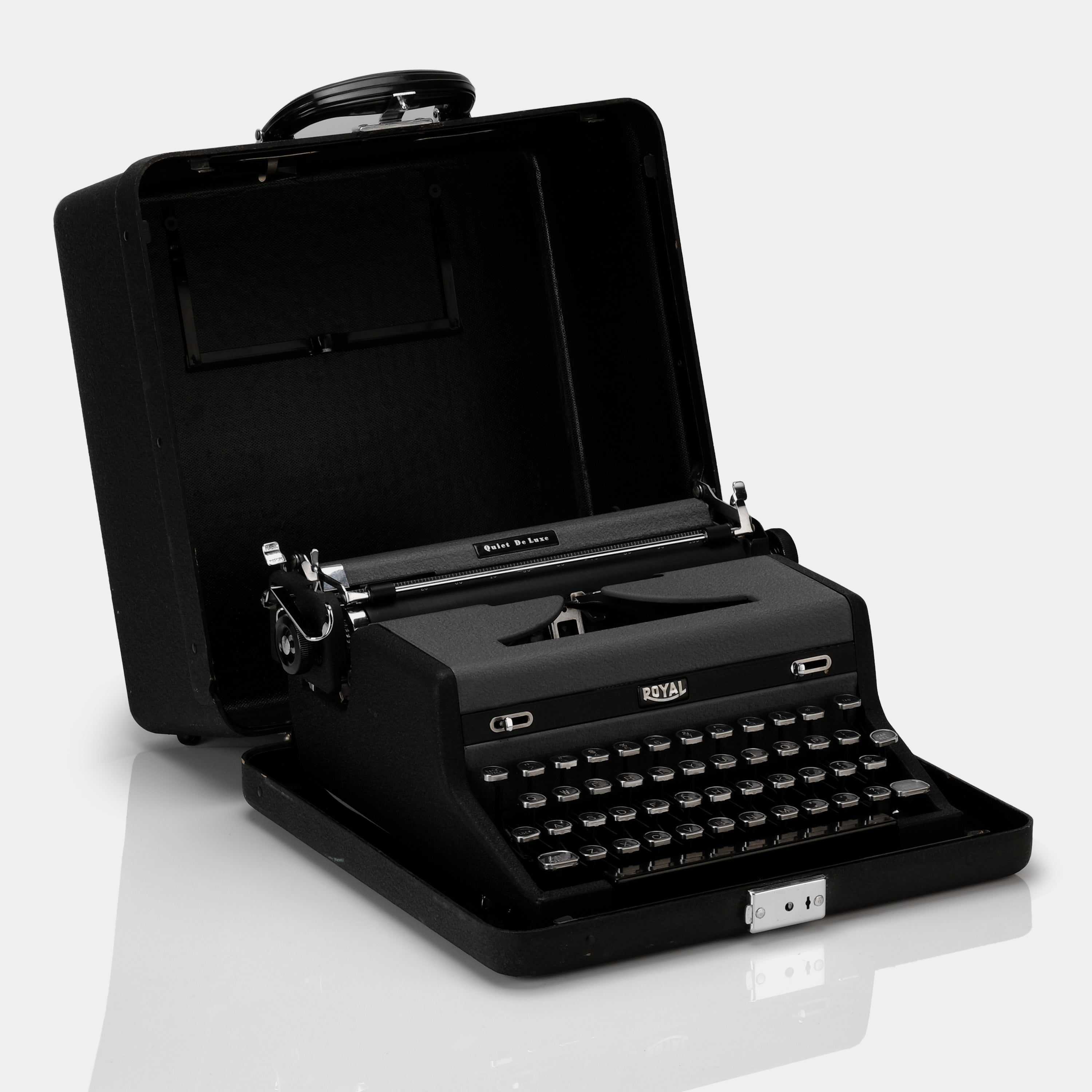 Royal Quiet De Luxe Black & Grey Manual Typewriter and Case