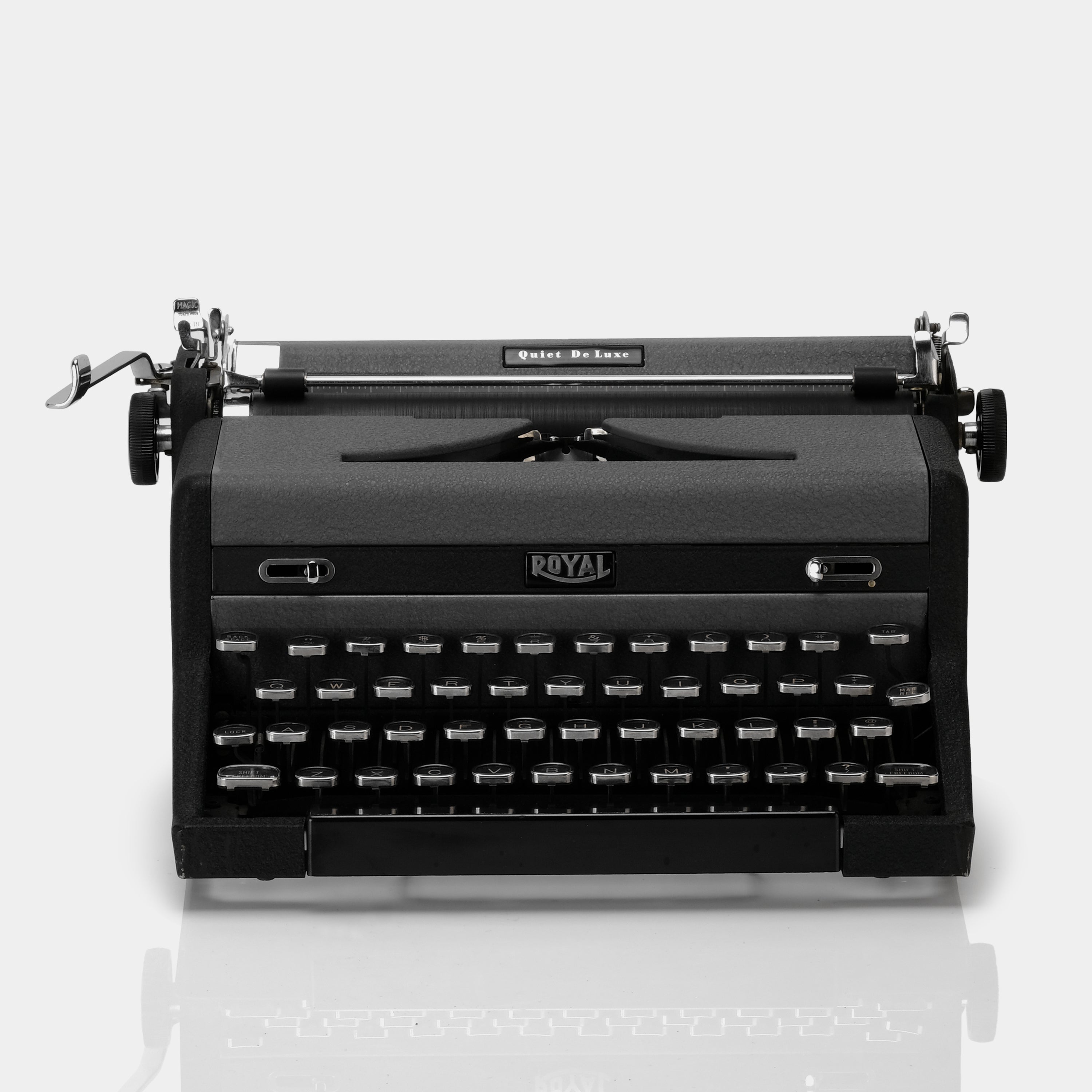 Royal Quiet De Luxe Black & Grey Manual Typewriter and Case