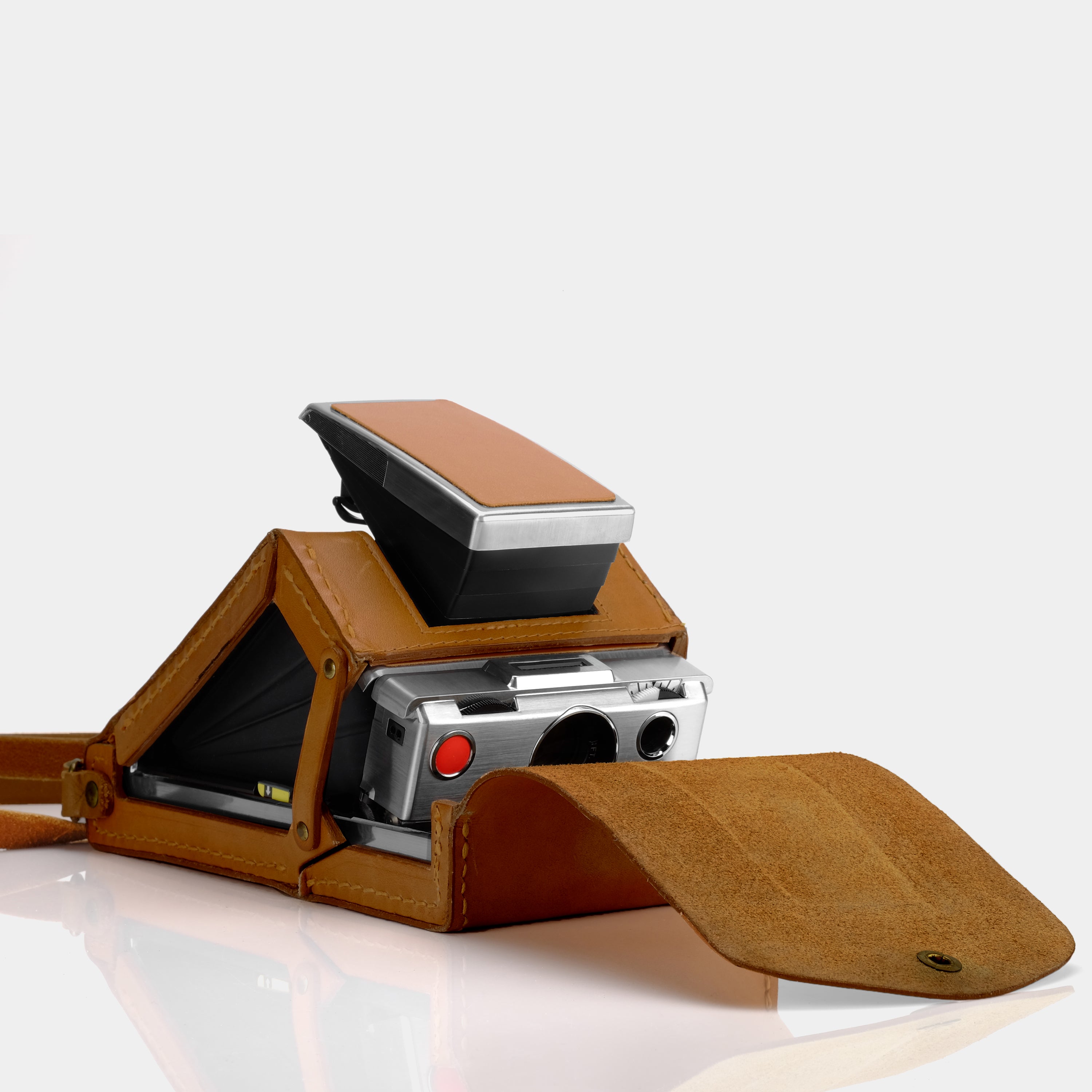 Polaroid SX-70 "Ever-Ready" Style Brown Leather Folding Camera Case