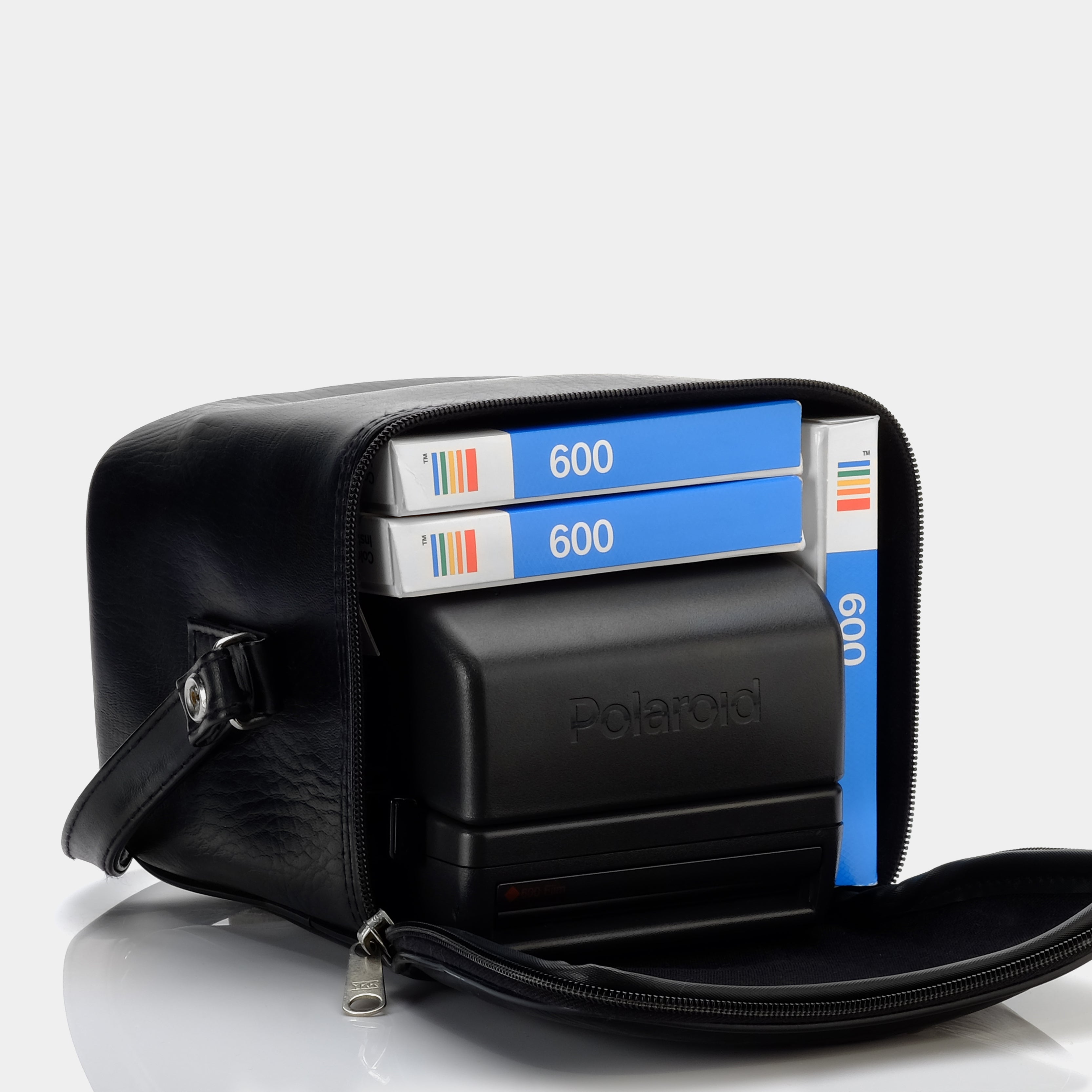 Black Faux Leather Instant Camera Bag