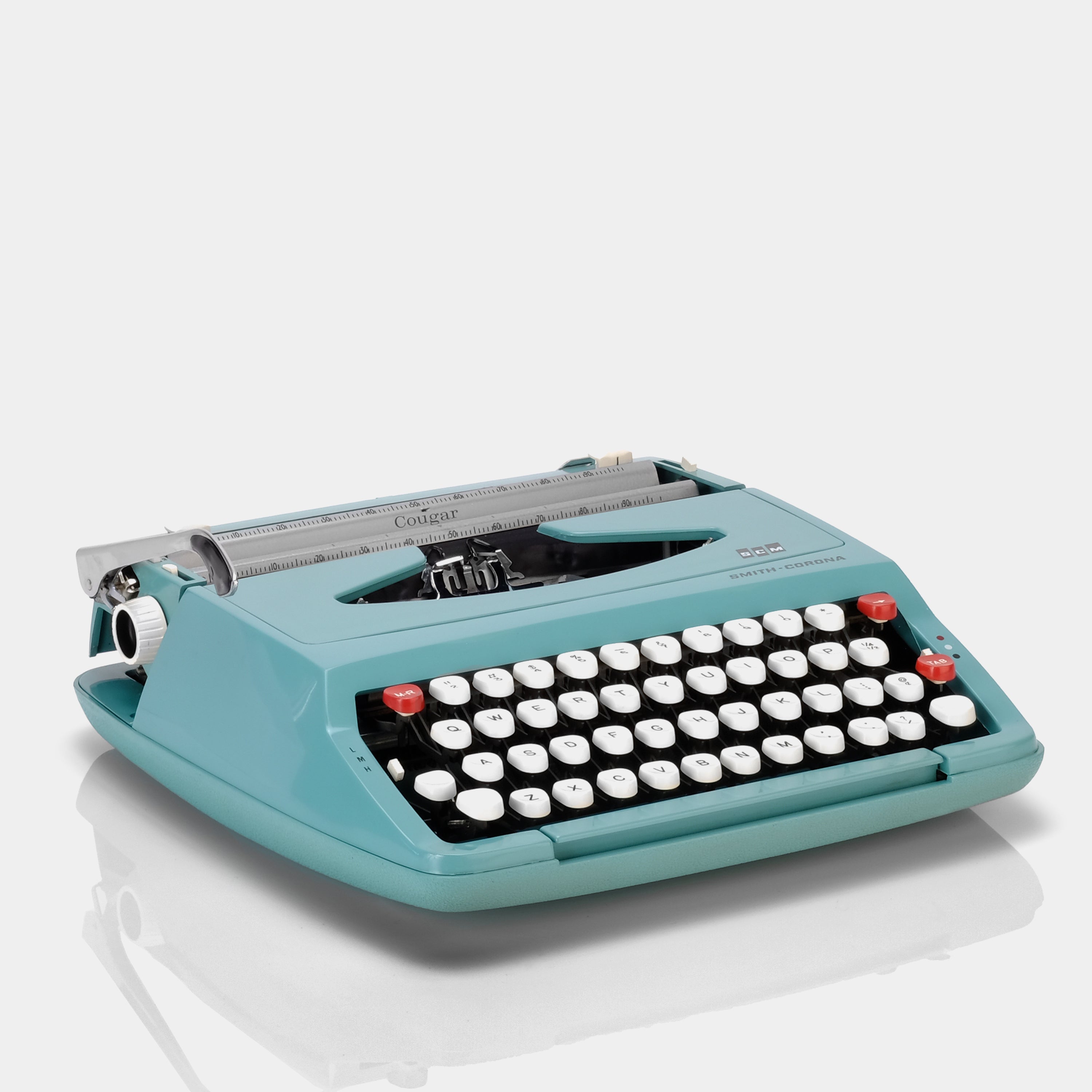 Smith-Corona Cougar Turquoise Manual Typewriter and Case
