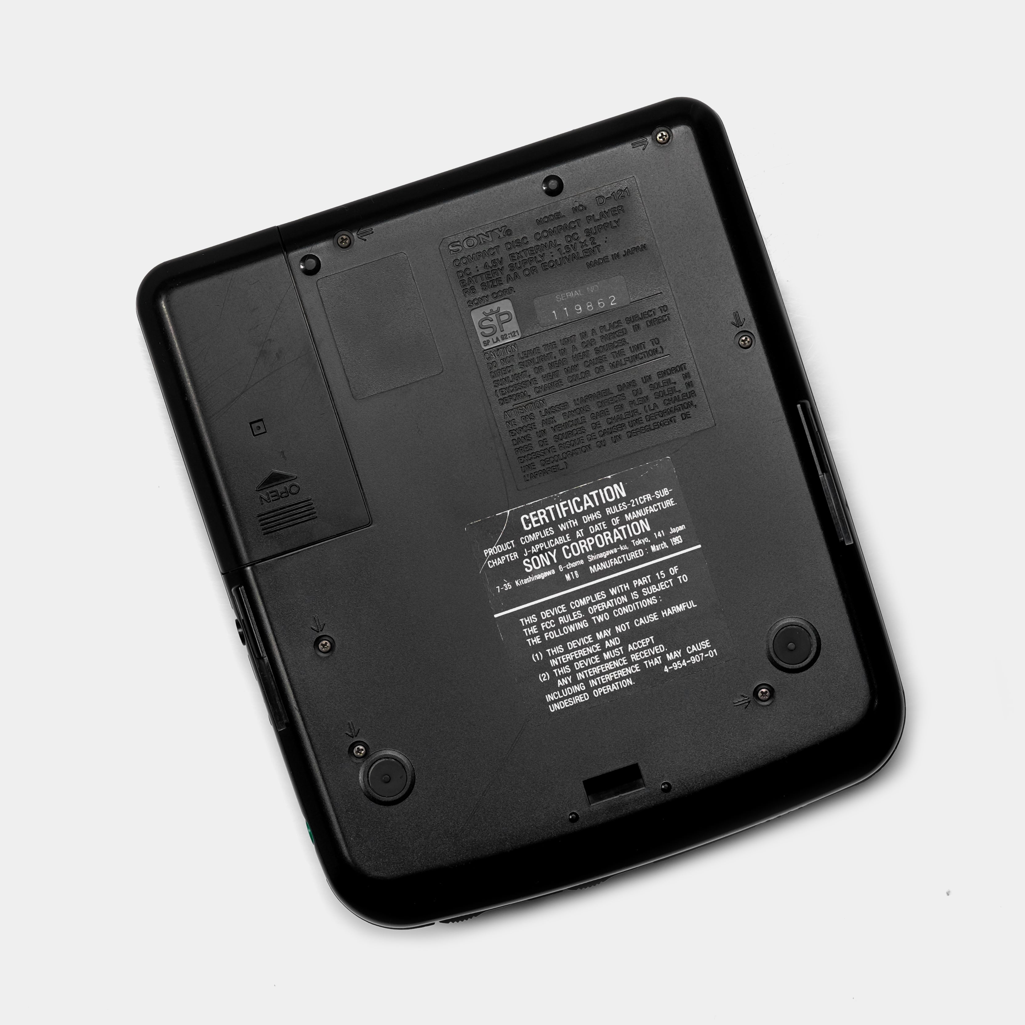 Sony Discman D-121 Portable CD Player