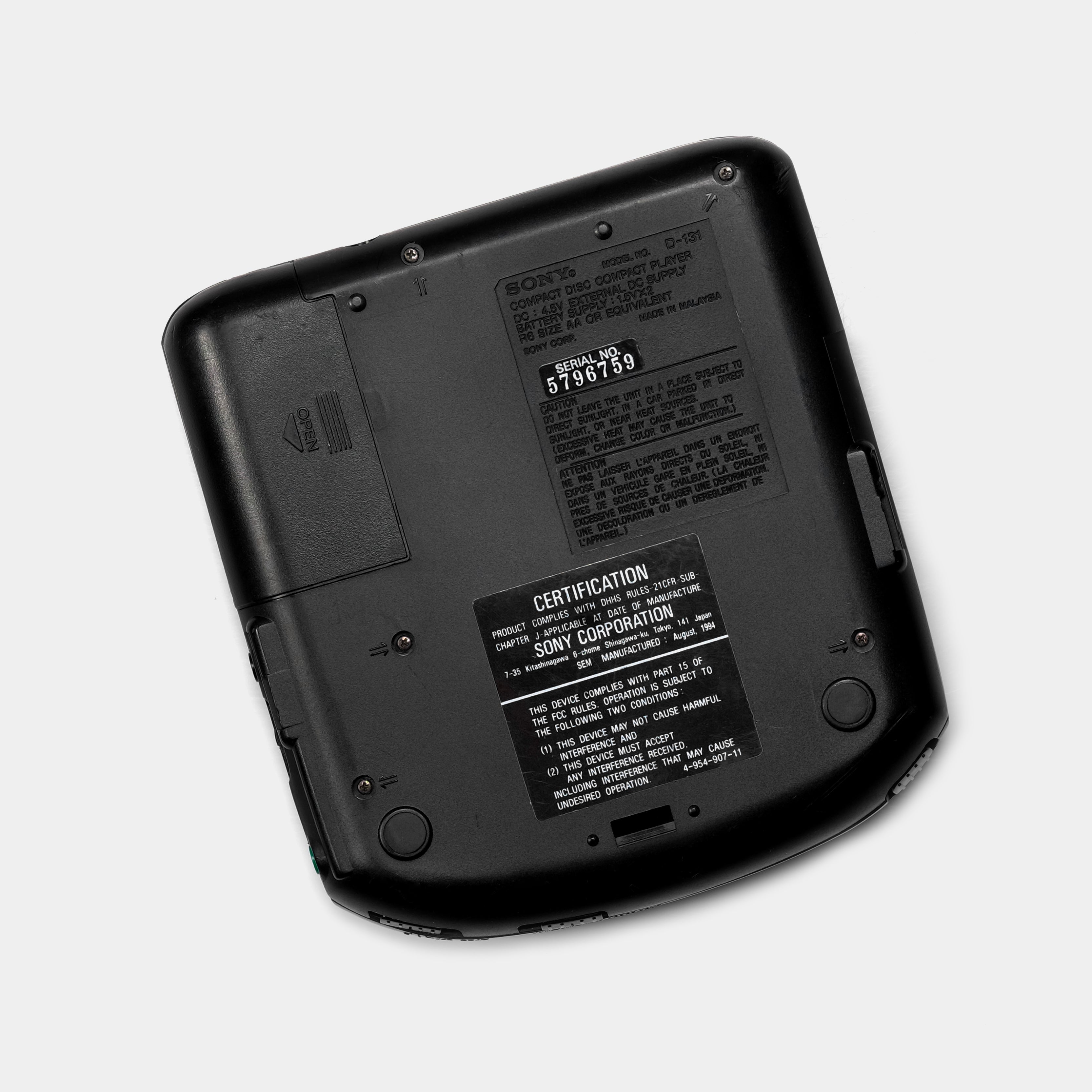 Sony Discman D-131 Portable CD Player