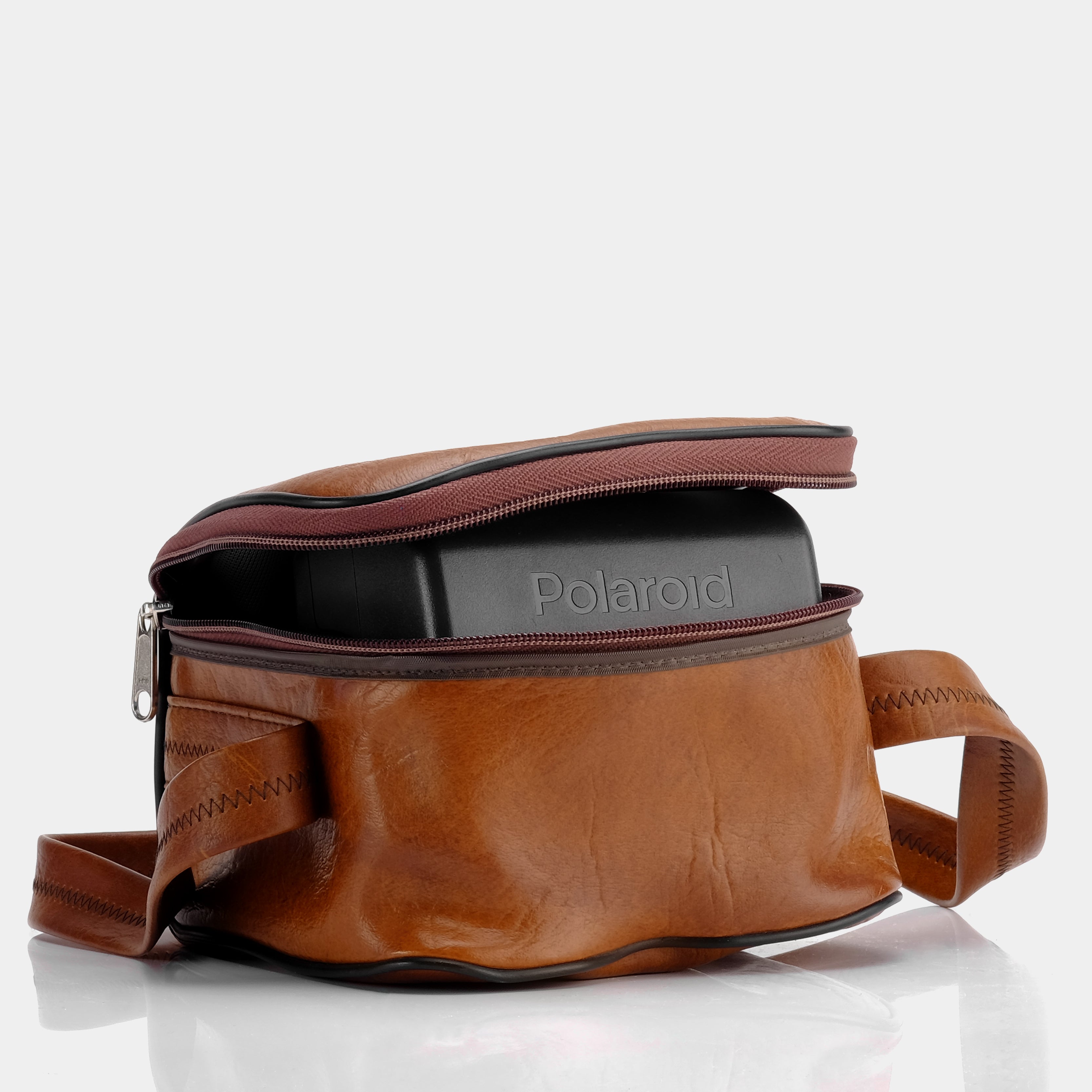 Square Brown Pleather Instant Camera Bag