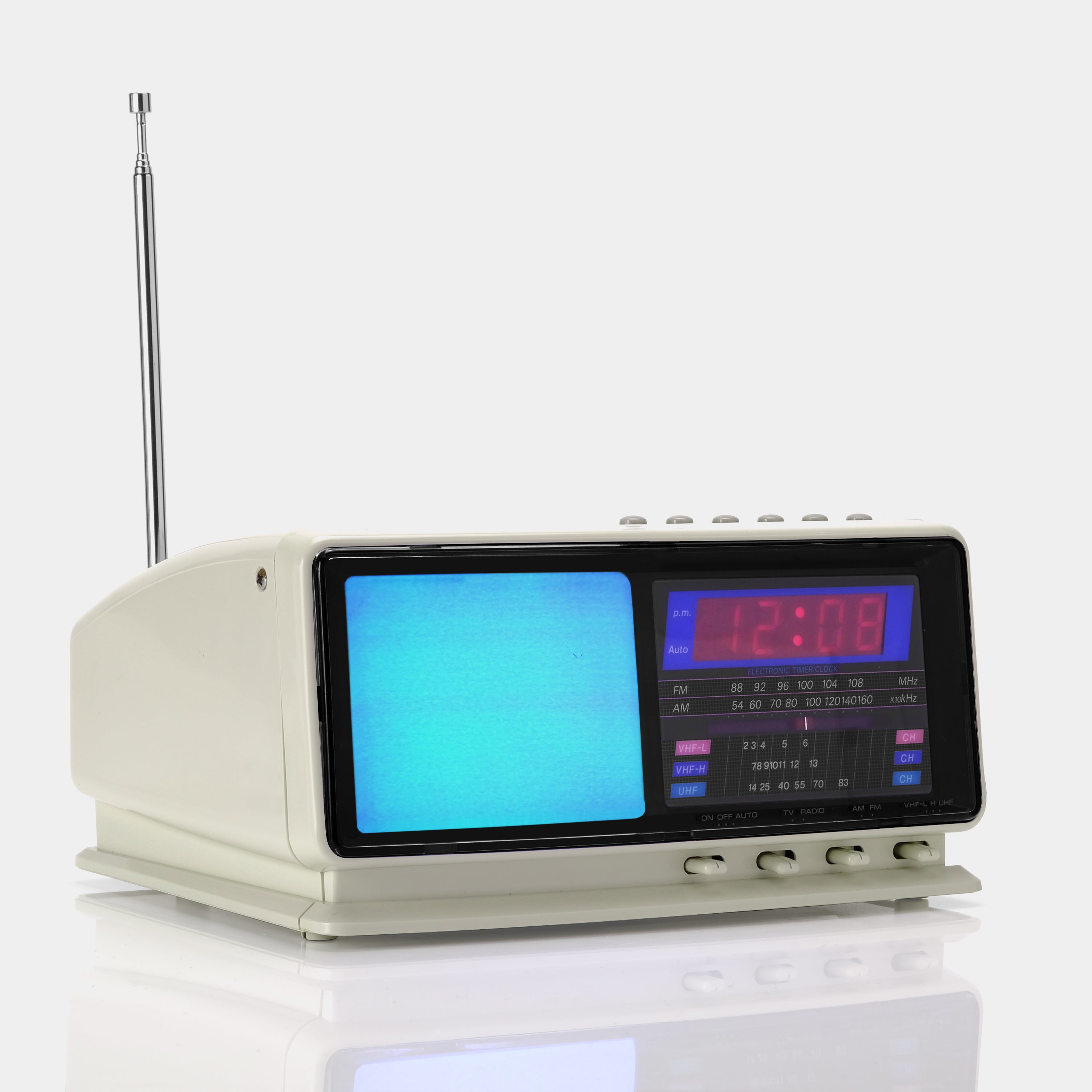 Soundesign 3943 IVY AM/FM Electronic Clock/B&W TV