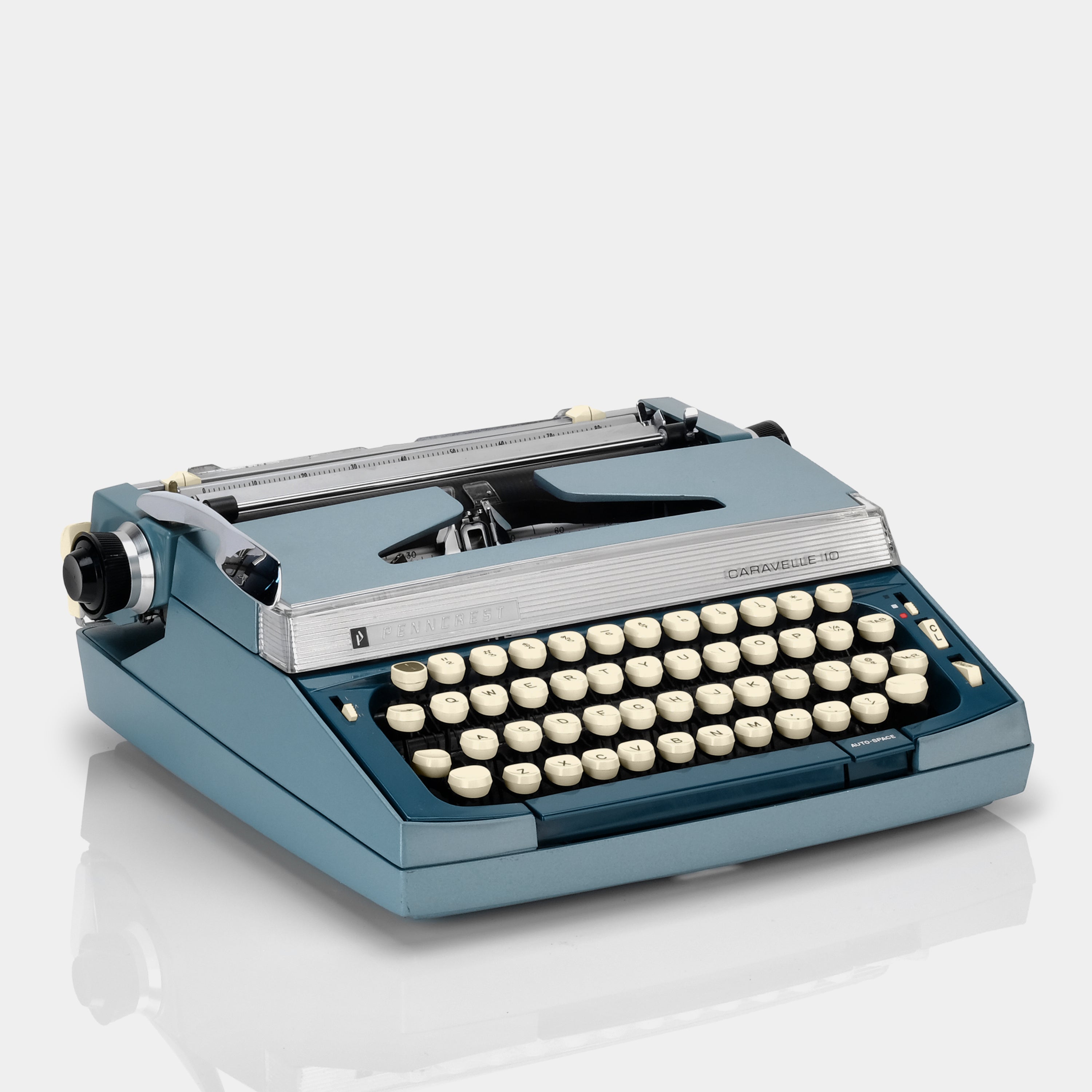 Penncrest Caravelle 10 Teal Manual Typewriter and Case