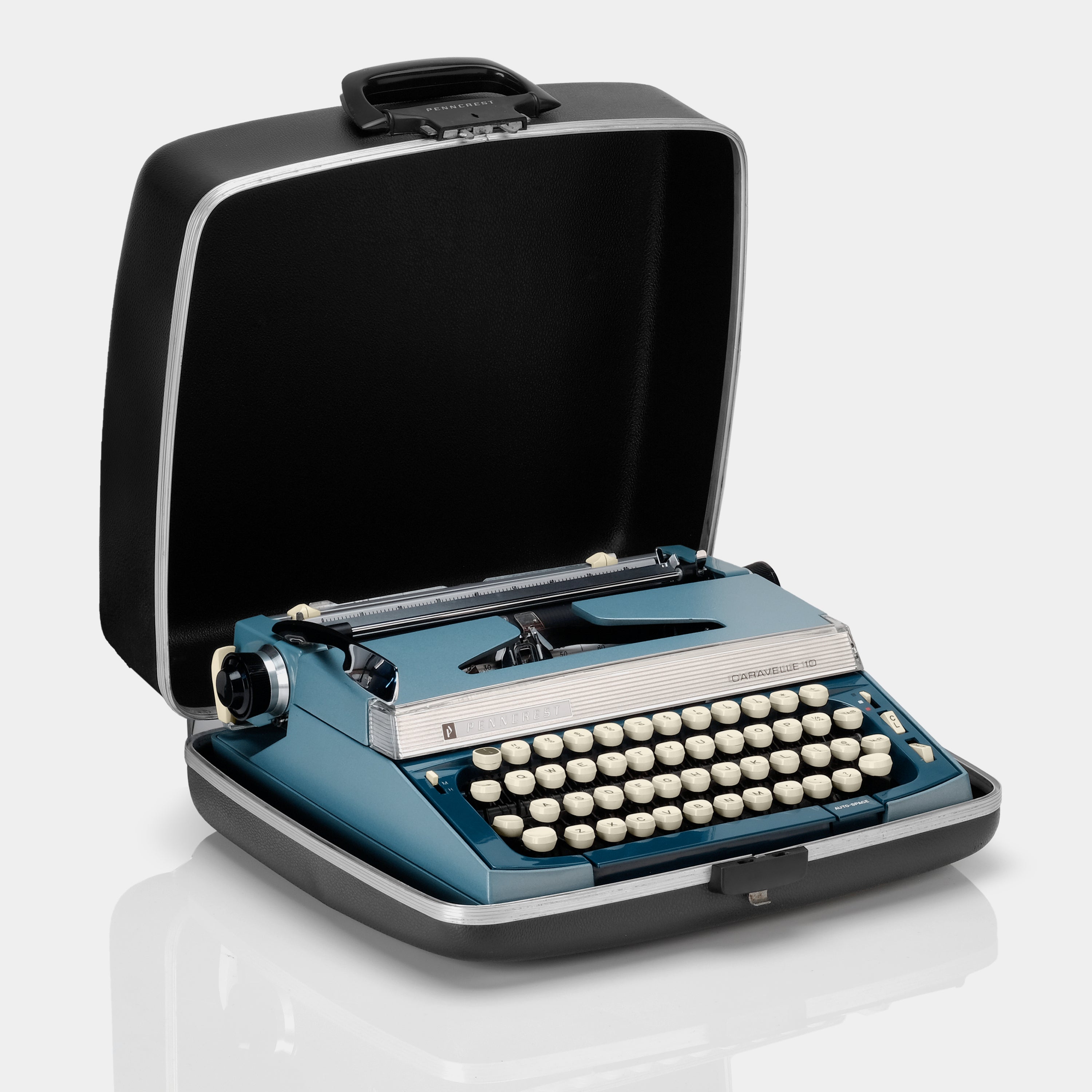 Penncrest Caravelle 10 Teal Manual Typewriter and Case
