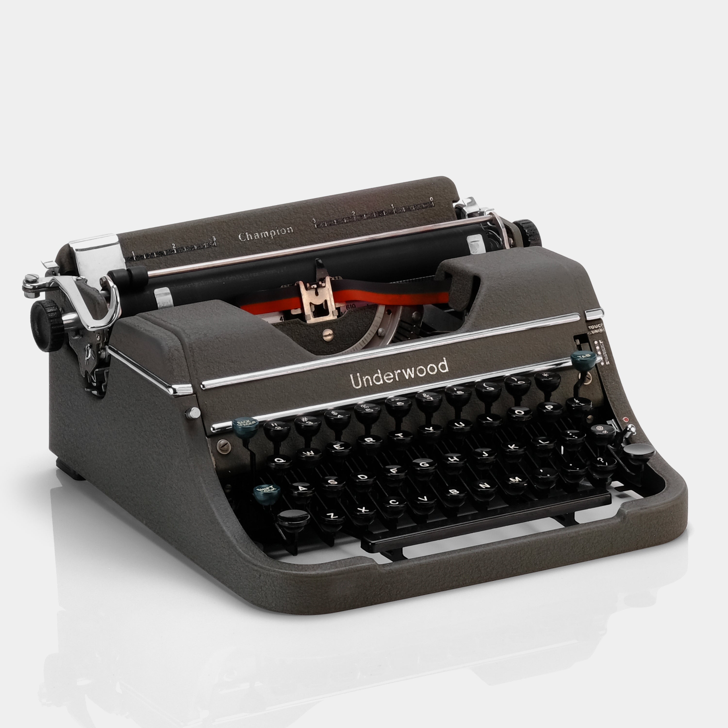 Underwood Champion Cool Grey Manual Typewriter and Case