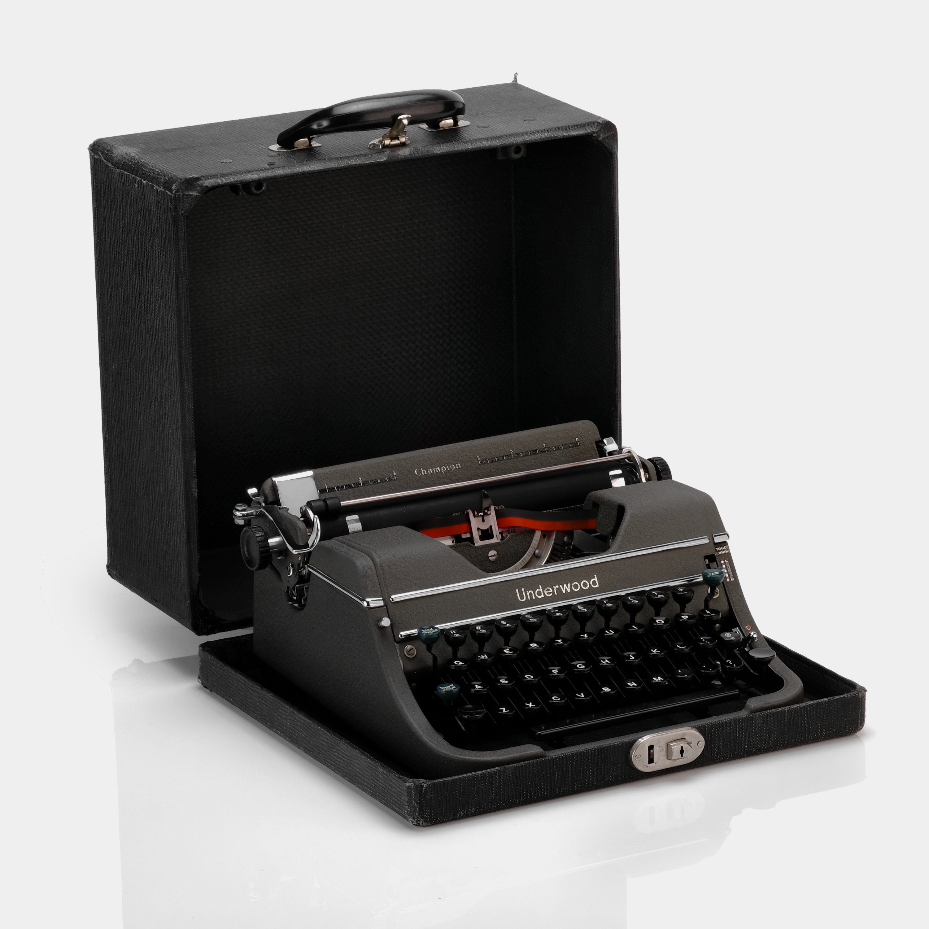 Underwood Champion Cool Grey Manual Typewriter and Case