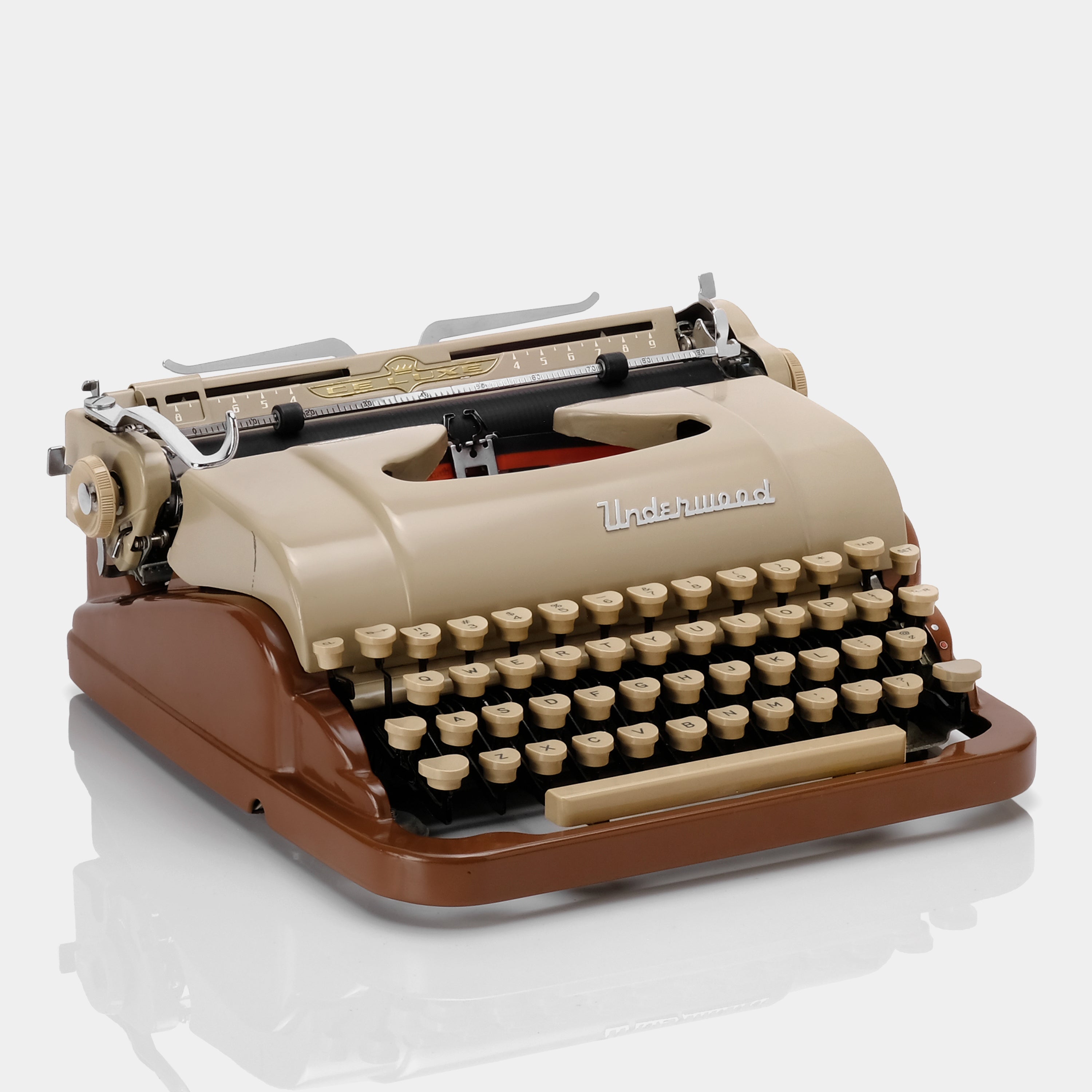 Underwood De Luxe Quiet Tab Two-Tone Brown Manual Typewriter and Case