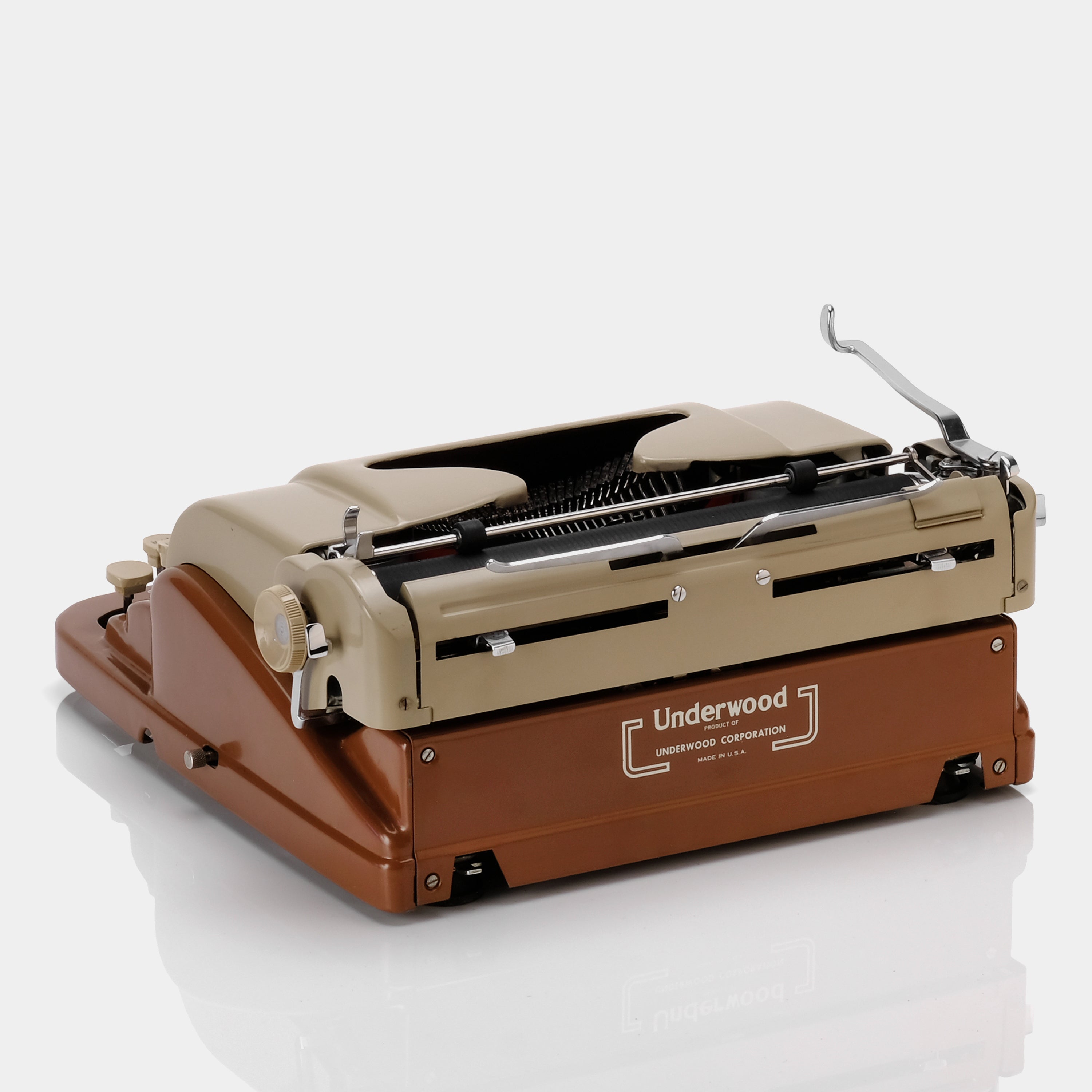 Underwood De Luxe Quiet Tab Two-Tone Brown Manual Typewriter and Case