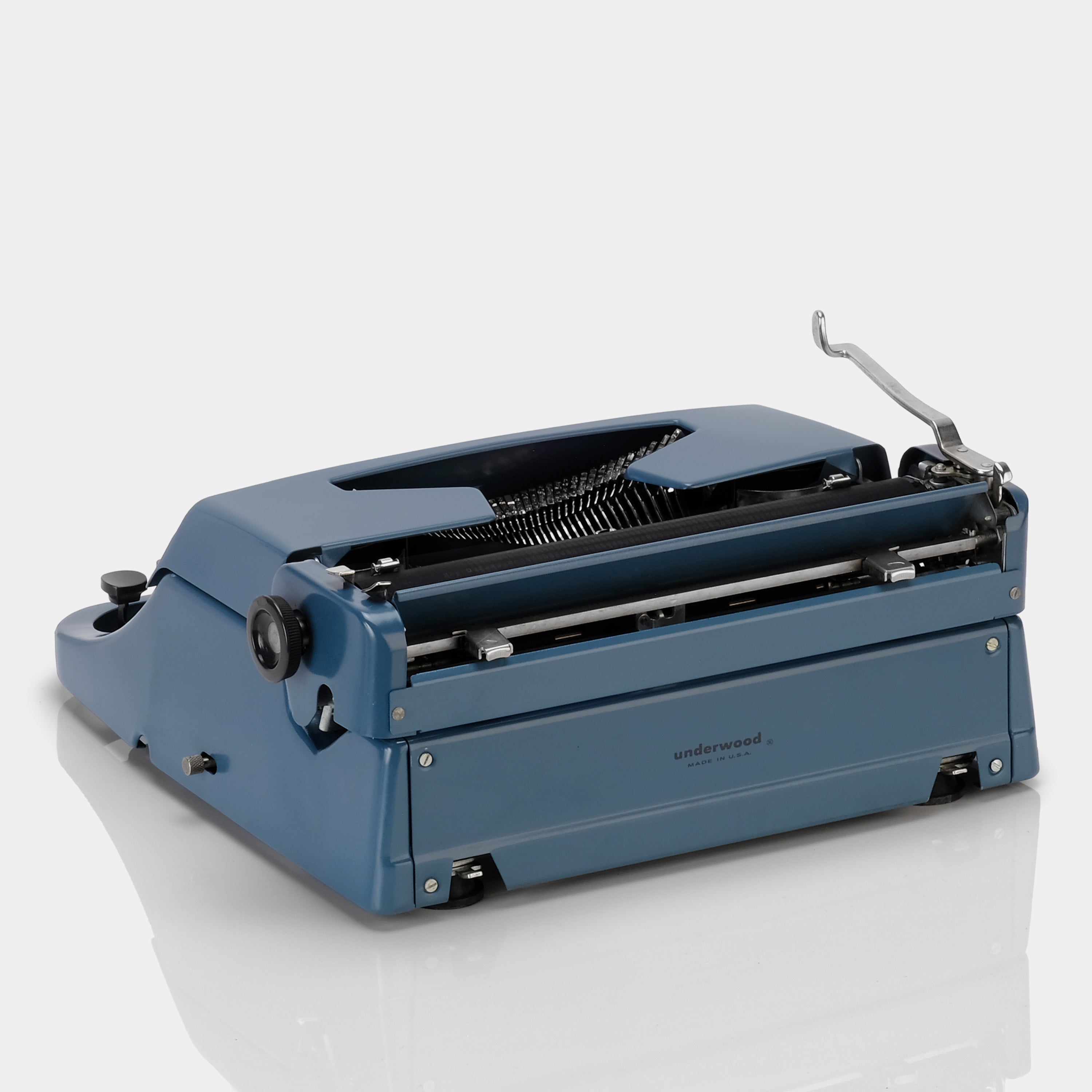 Underwood Leader Golden Touch Blue Manual Typewriter and Case