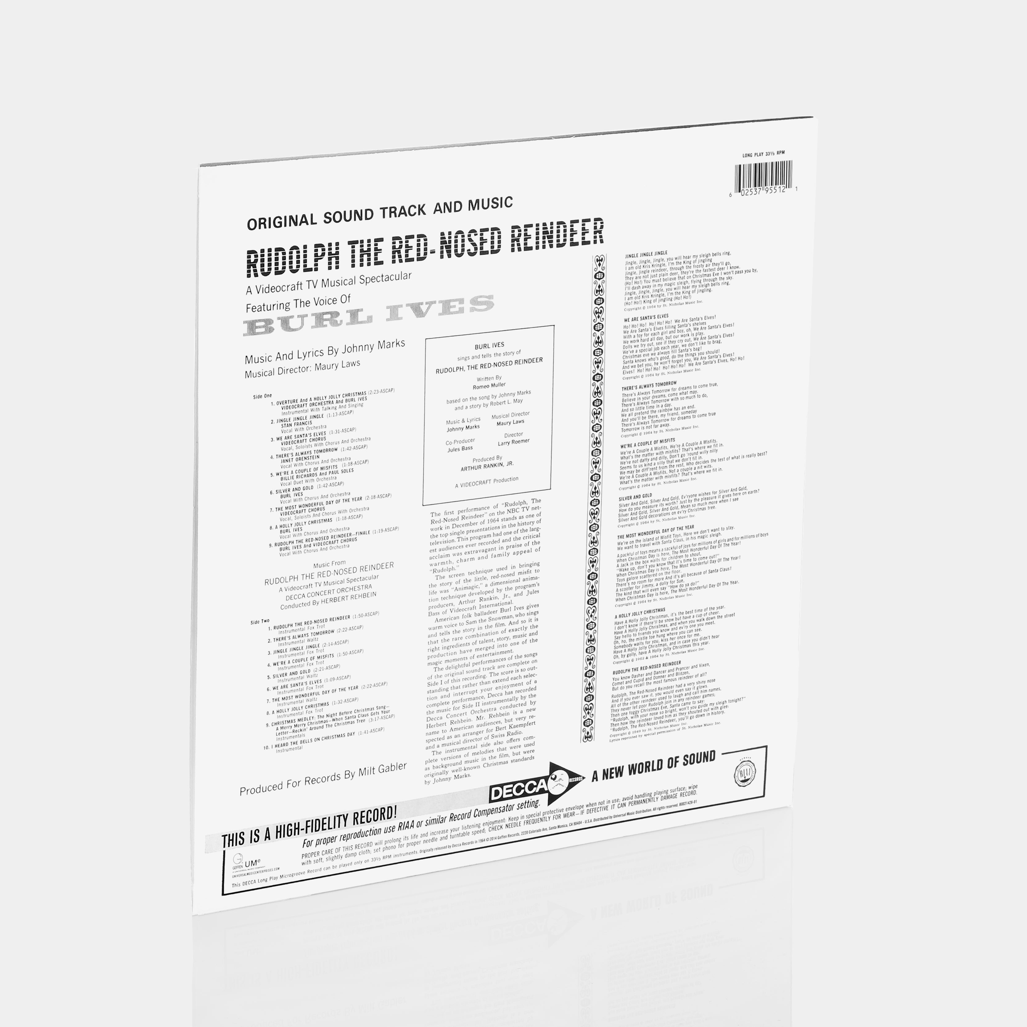 Burl Ives - Original Sound Track And Music From Rudolph The Red Nosed Reindeer LP Vinyl Record