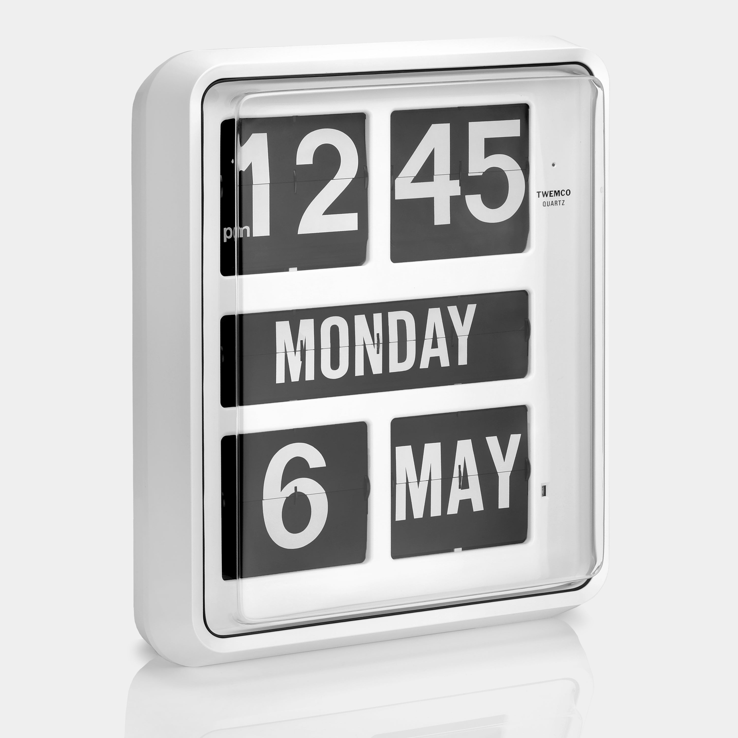 Twemco BQ-1700 White Calendar Flip Wall Clock