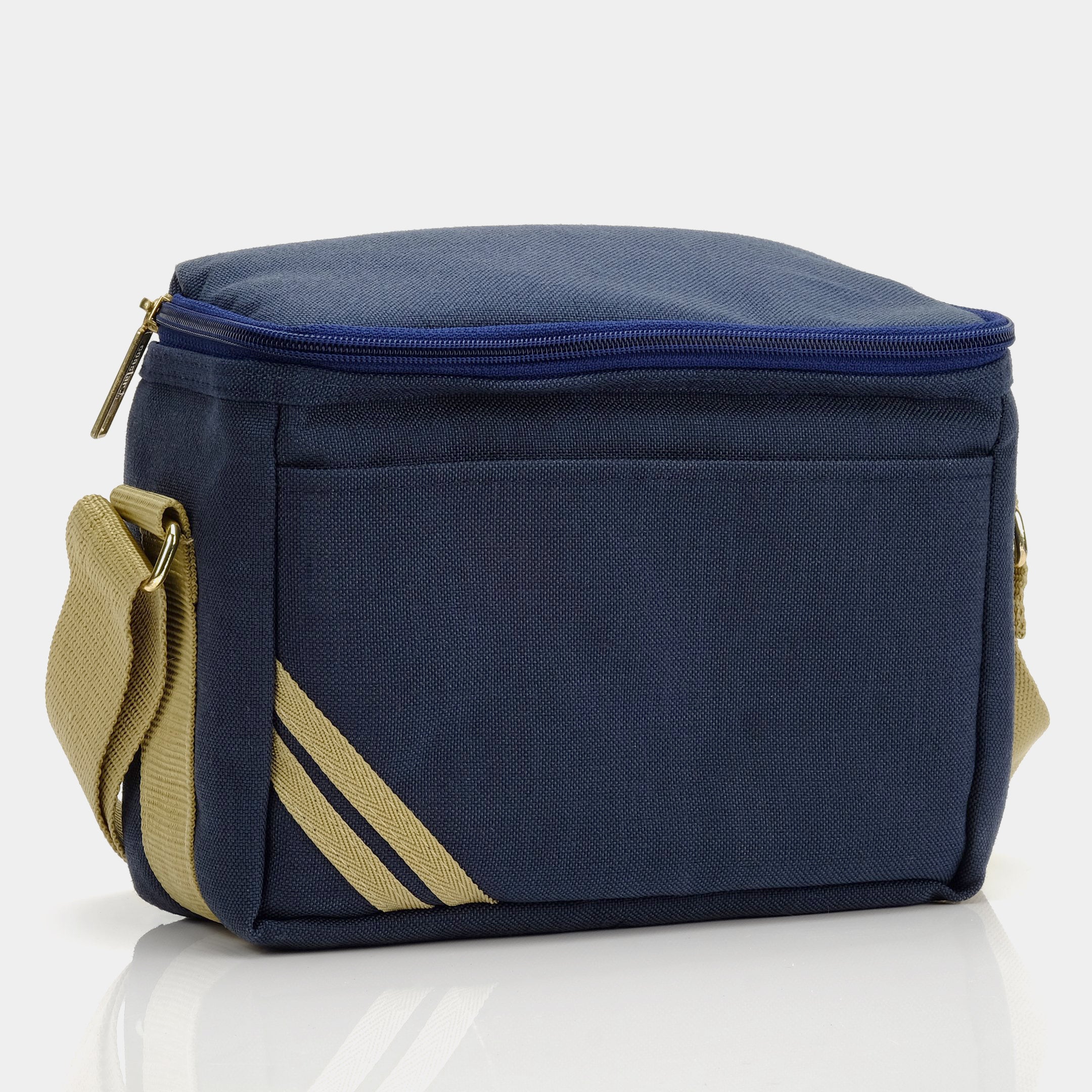 Blue Canvas with Cream Stripes Camera Bag