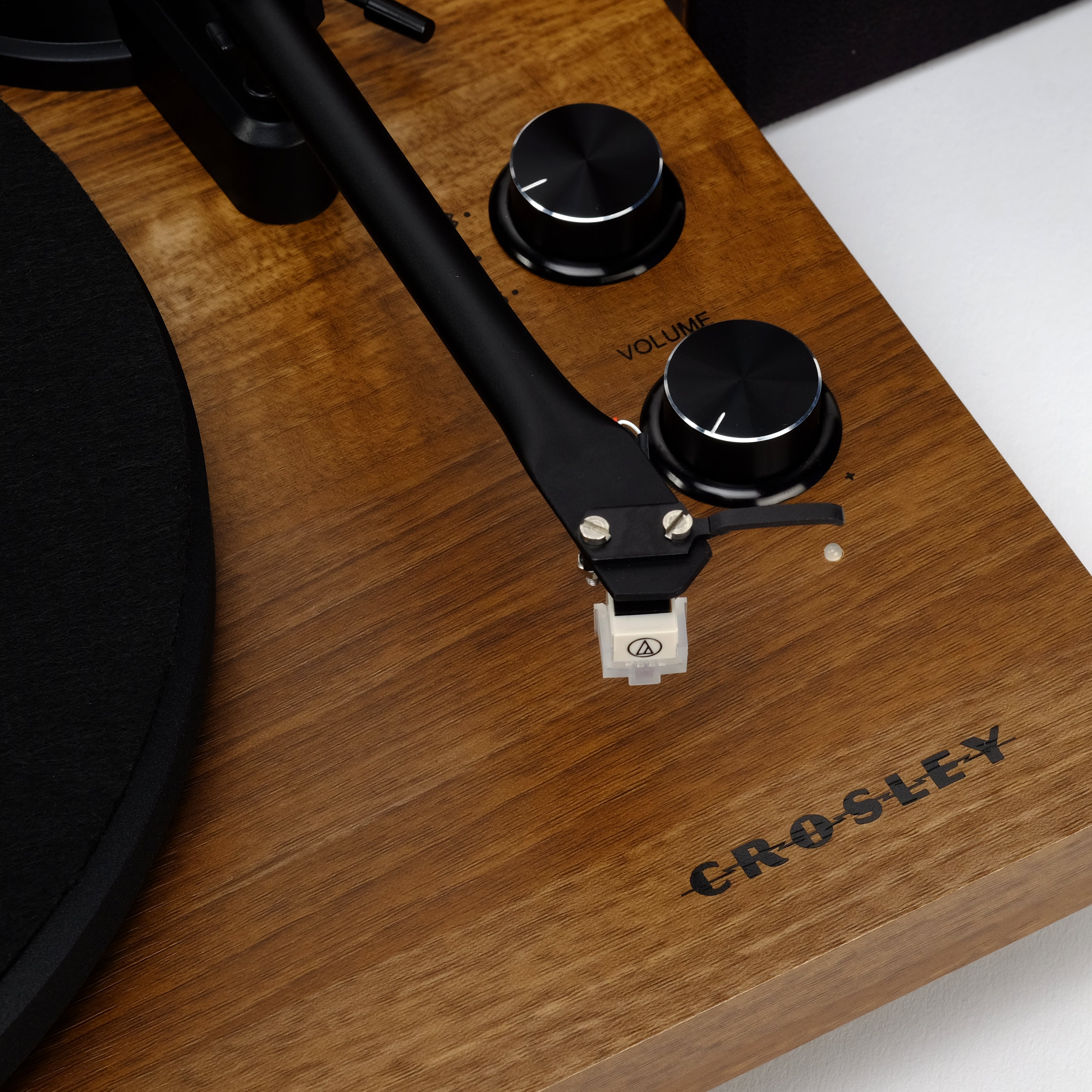 Crosley C62 Walnut Shelf System Turntable and Speakers