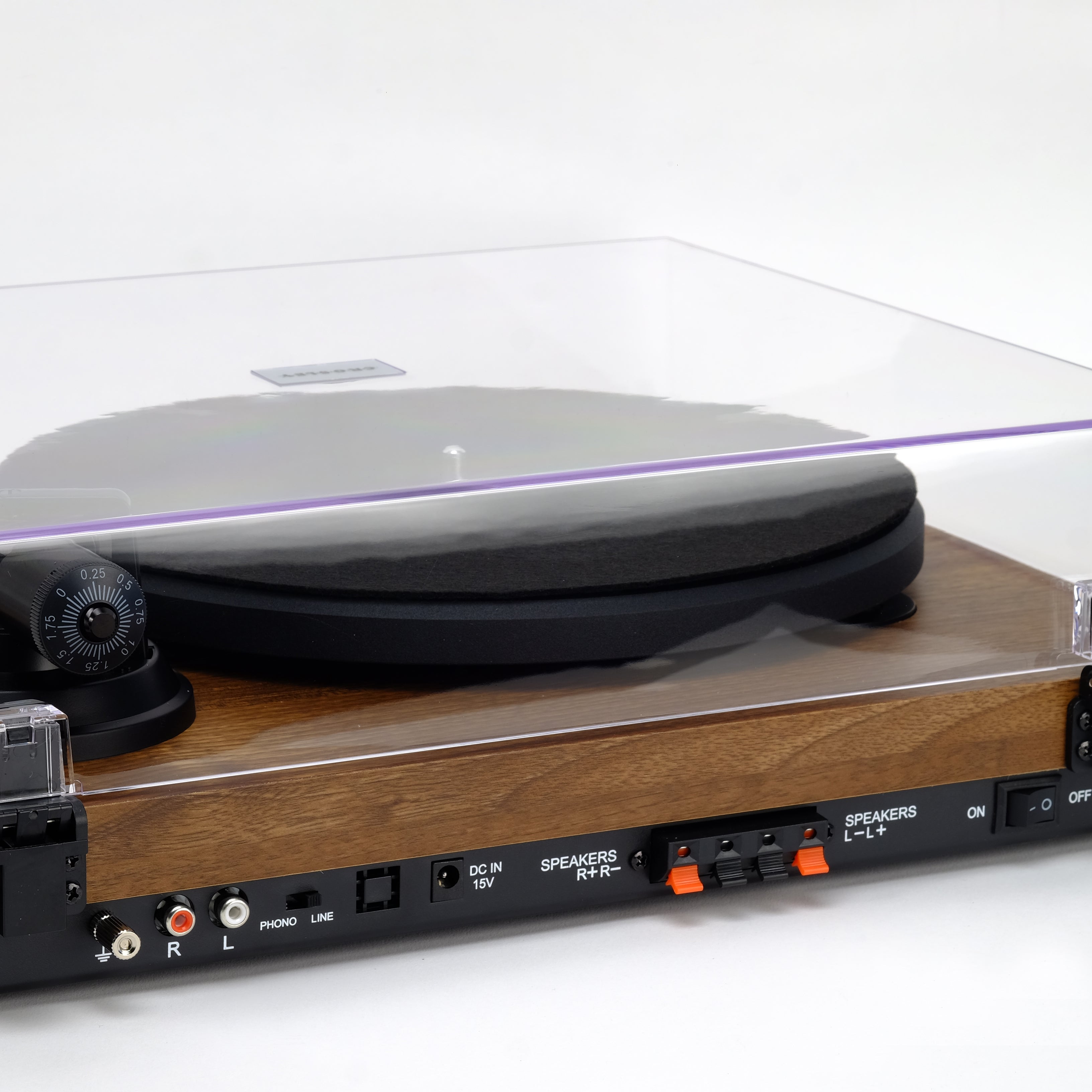 Crosley C62 Walnut Shelf System Turntable and Speakers