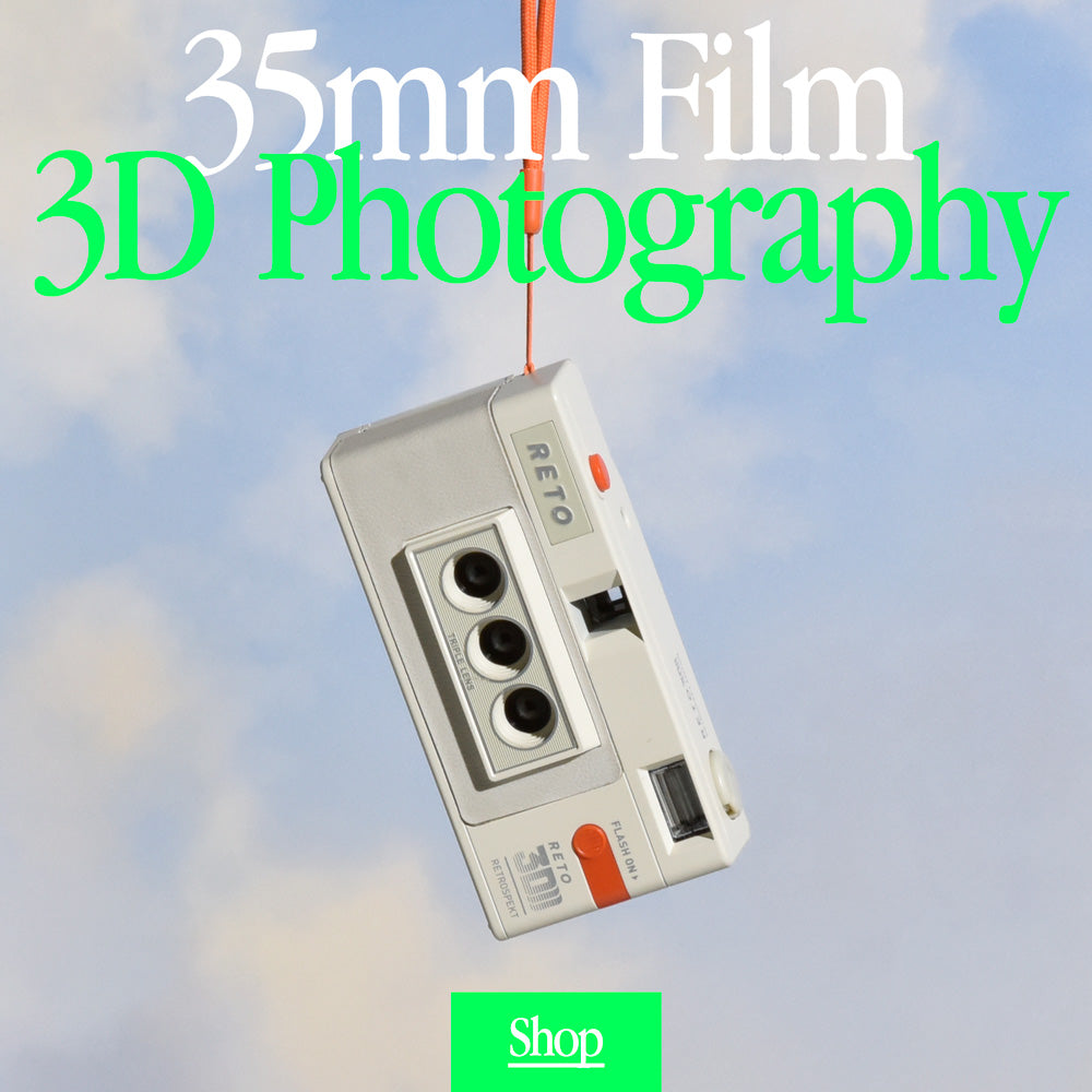 reto 3d film camera hanging into sky