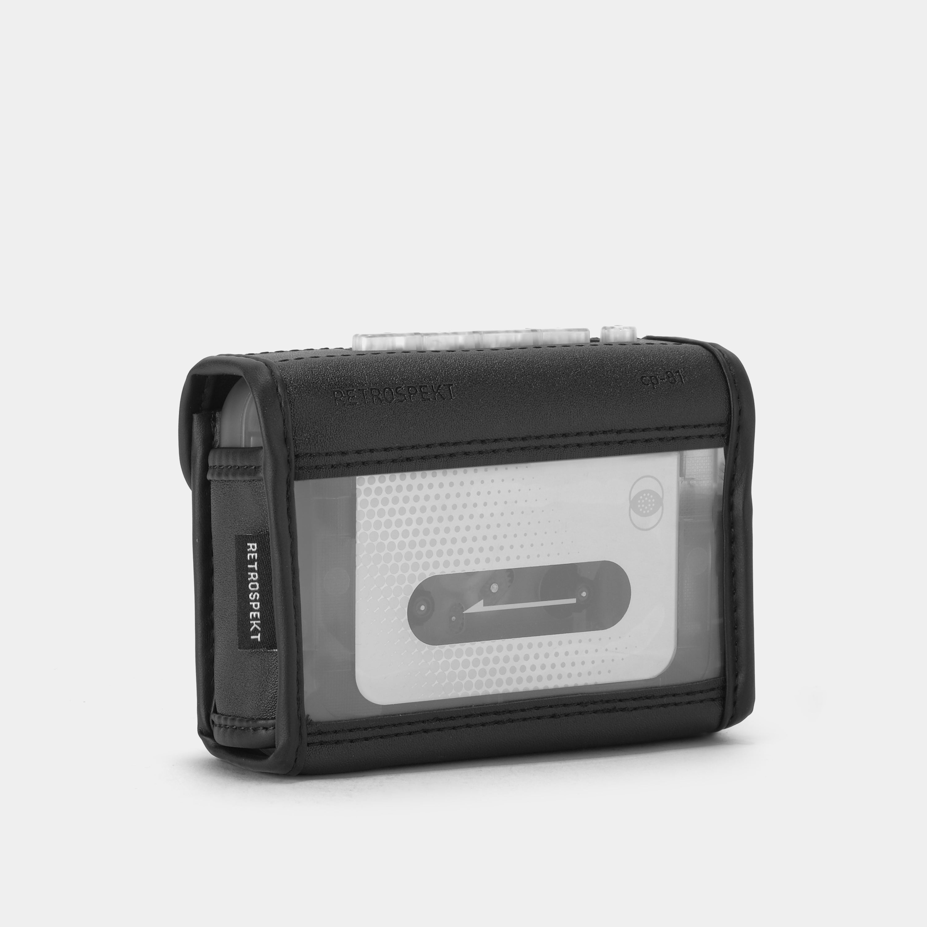 CP-81 Portable Cassette Player Black Leather Clip Case