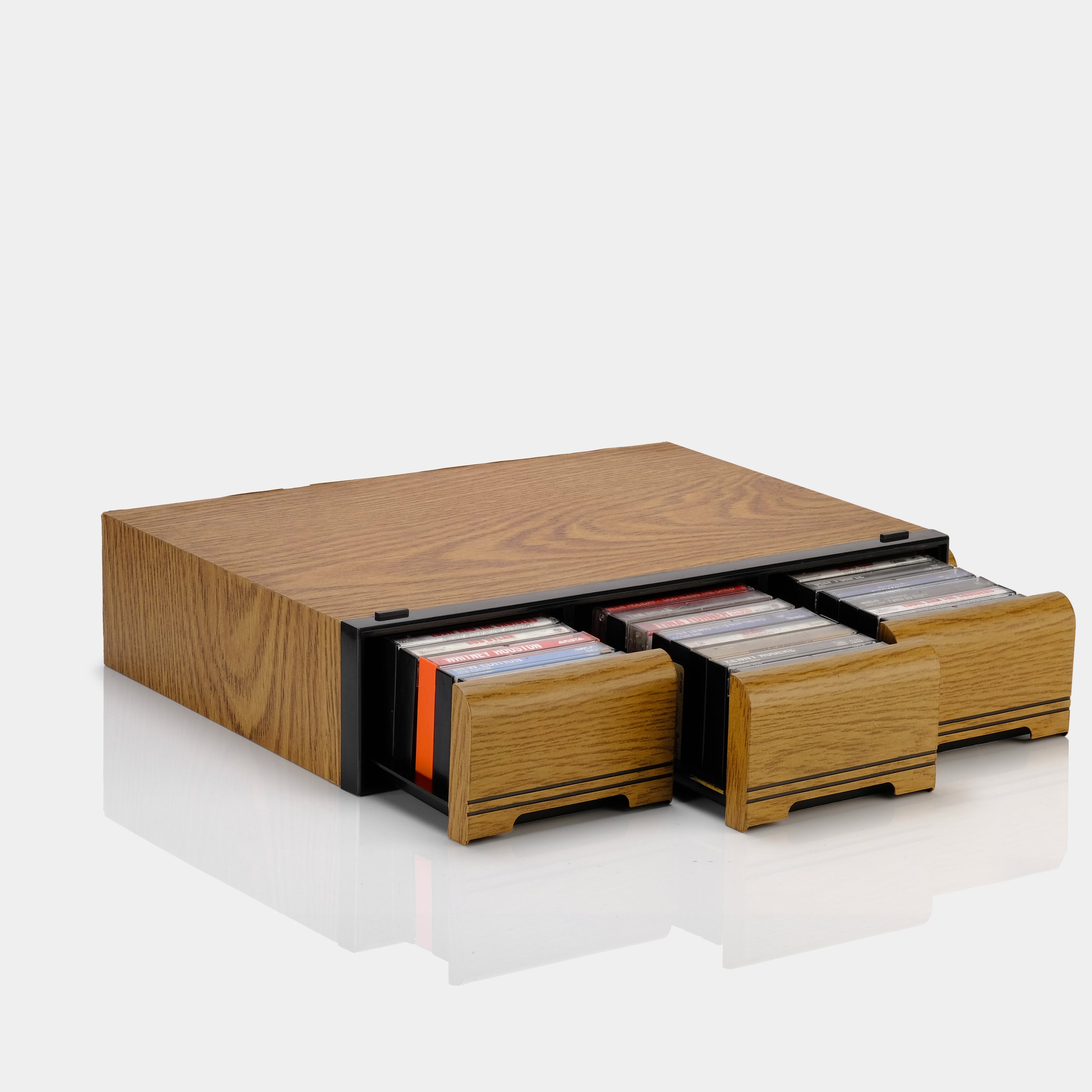 Wood Veneer Cassette Storage Drawers